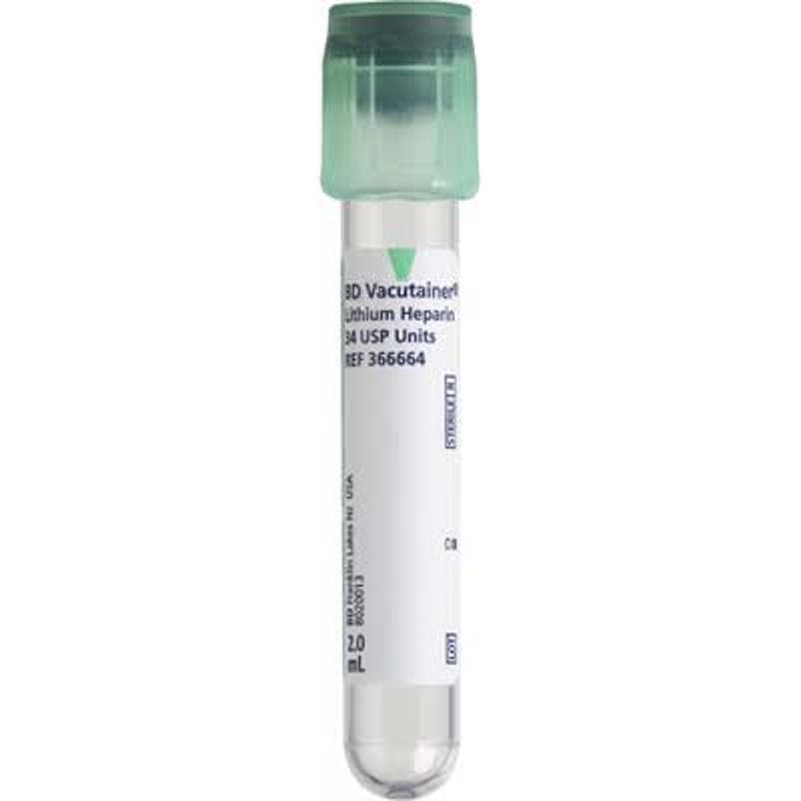 BD Vacutainer Lithium Heparin Tubes, 13 x 75 mm, 2 mL - Box of 100 - Image 1