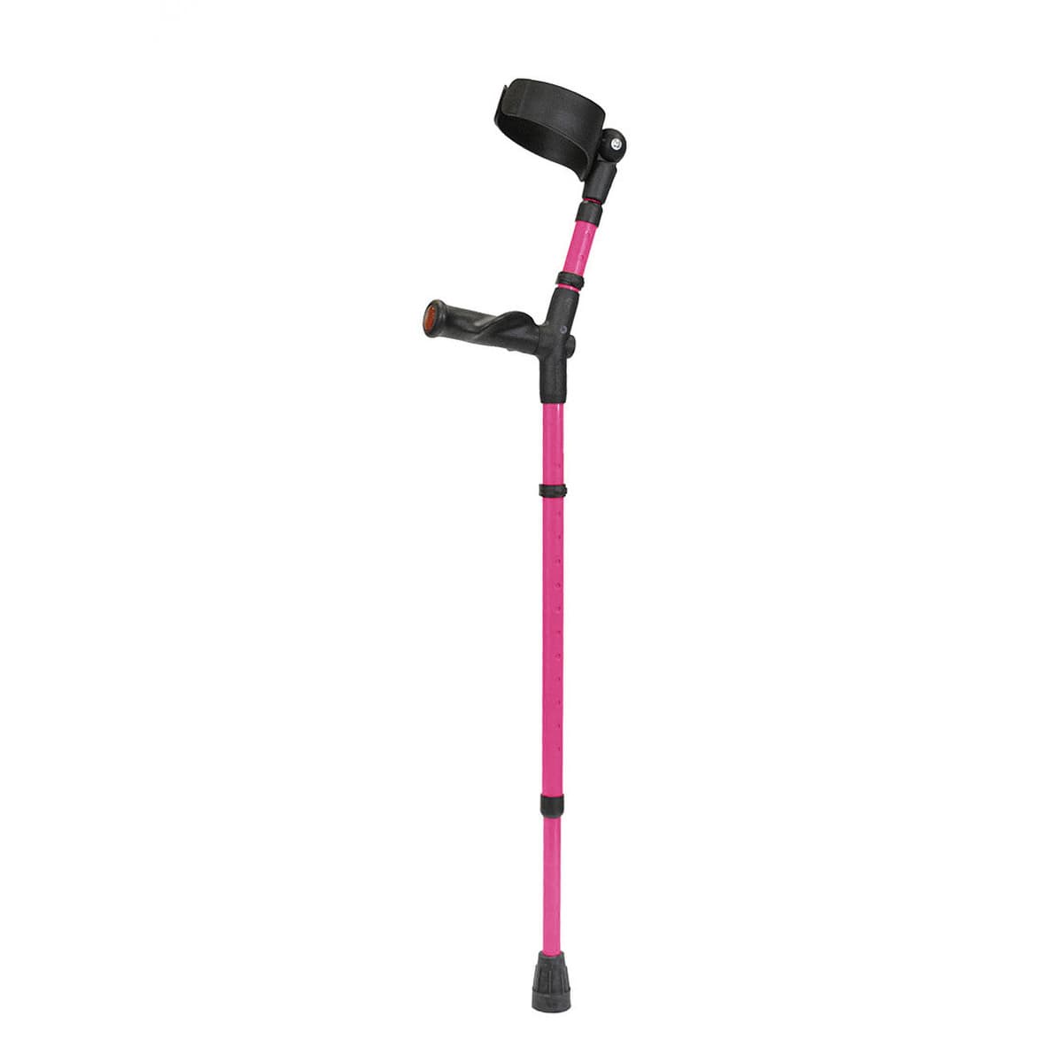 Walk Easy adult forearm crutches with anatomic grip and adjustable 4" full cuff (Pair) - Neon pink - Image 1