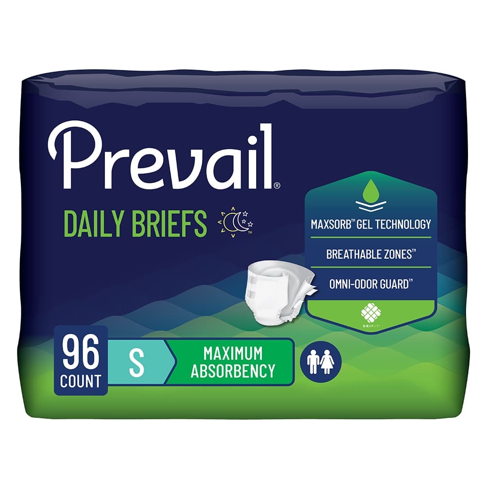 Prevail Maximum Unisex Daily Briefs, Small - Case of 96 - Image 1