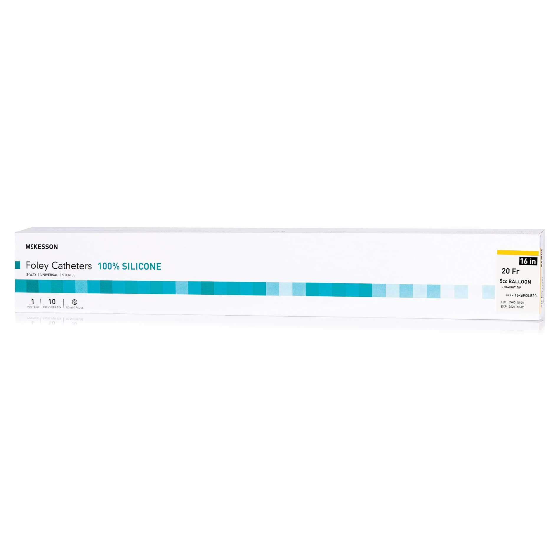 McKesson Foley Catheter Sterile 2-Way Silicone, Yellow, 20 Fr, Standard Tip - Box of 10 - Image 1