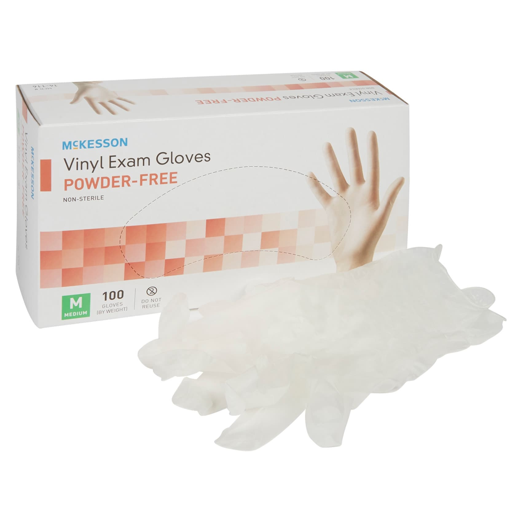 McKesson Standard Cuff Vinyl Powder Free Exam Gloves, Clear, Medium - Case of 1000 - Image 1