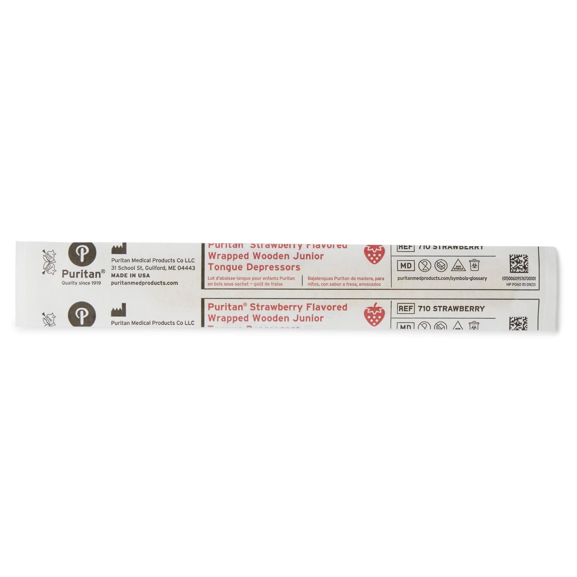 Puritan Junior Tongue Depressor, 5-1/2 Inch Length, Strawberry Flavor - Box of 50 - Image 1