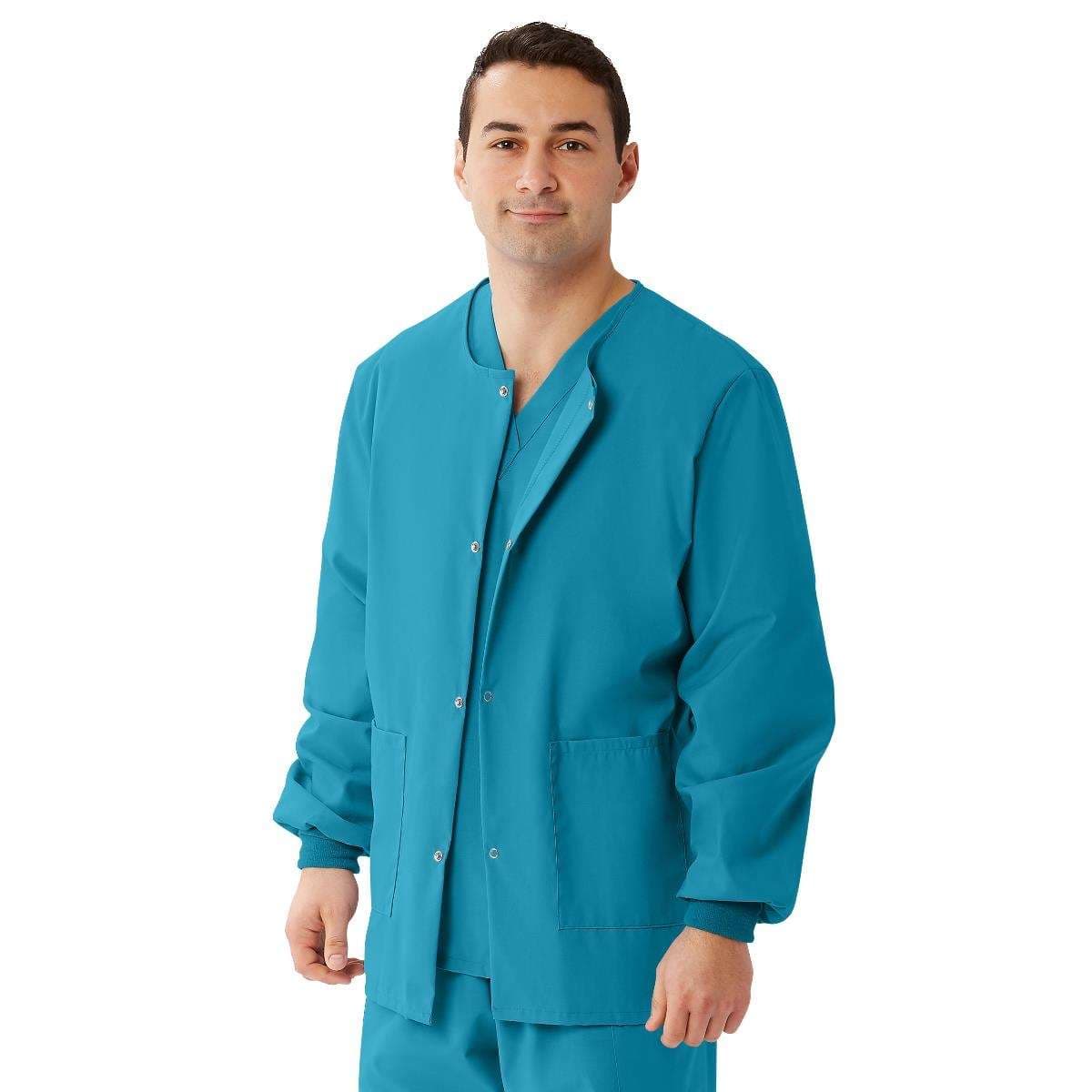 Medline AngelStat Unisex Snap-Front Warm-Up Scrub Jacket, Peacock, 3XLarge - Image 1