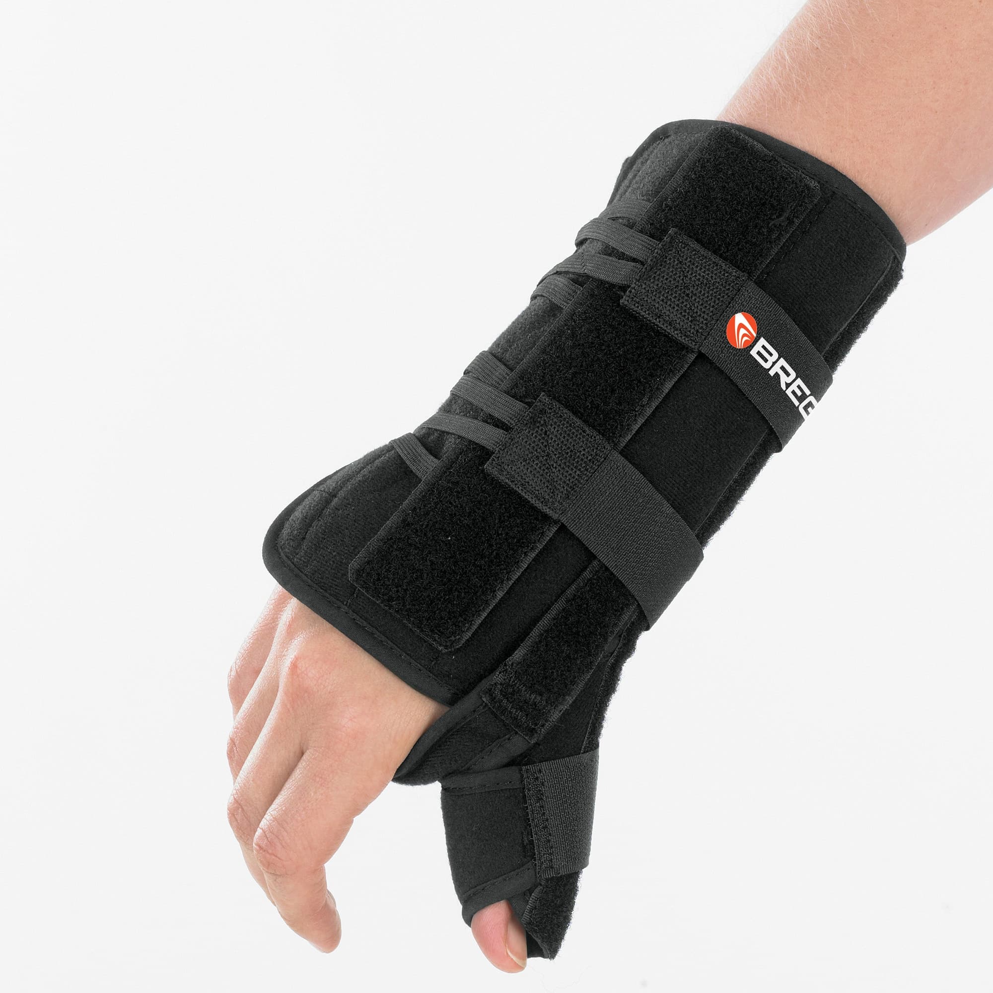 Breg Wrist Brace with Thumb Spica Apollo Universal Aluminum Foam, Black - Image 2