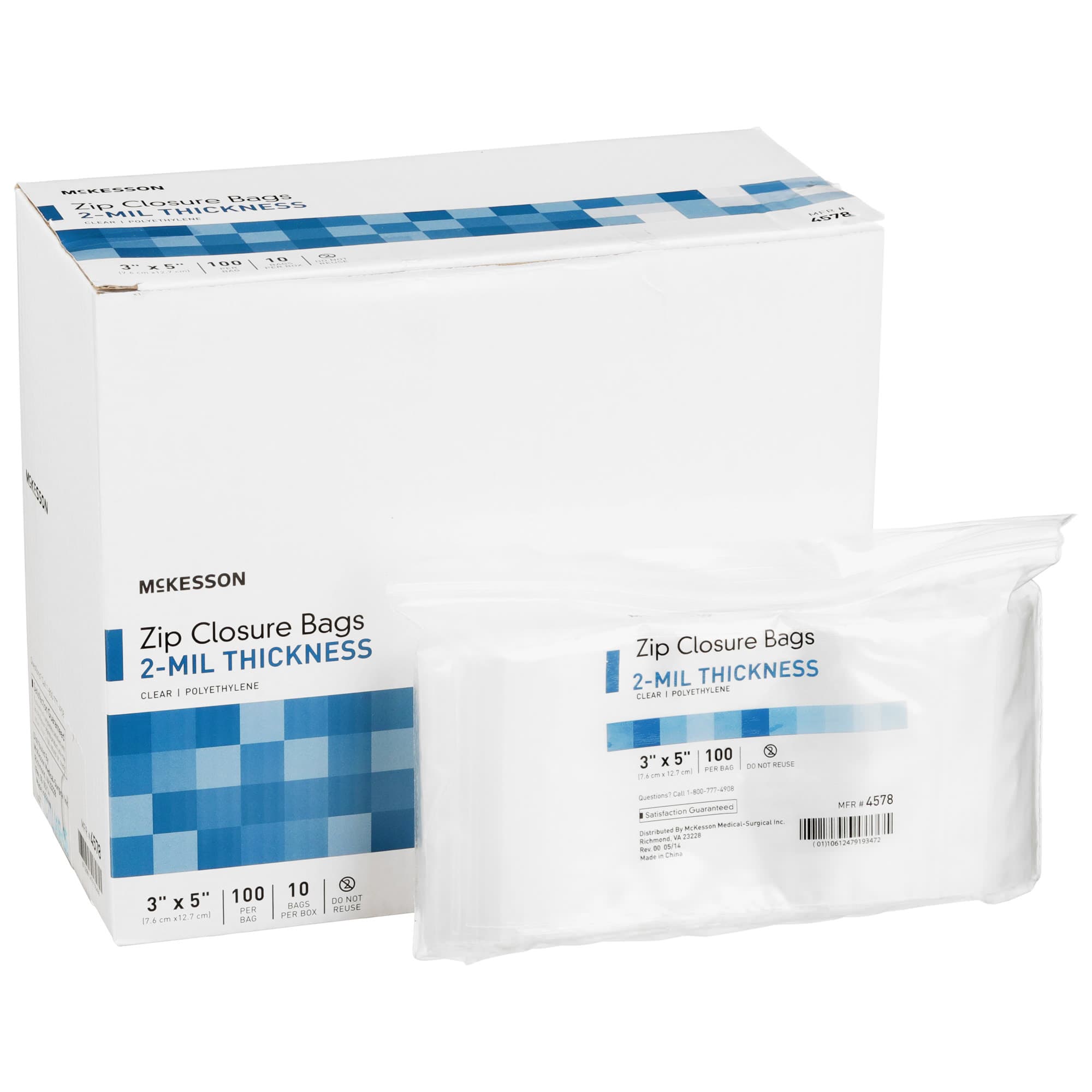 McKesson Reclosable Bag Clear, 3 x 5 Inch, 2 mil - Box of 10 - Image 1