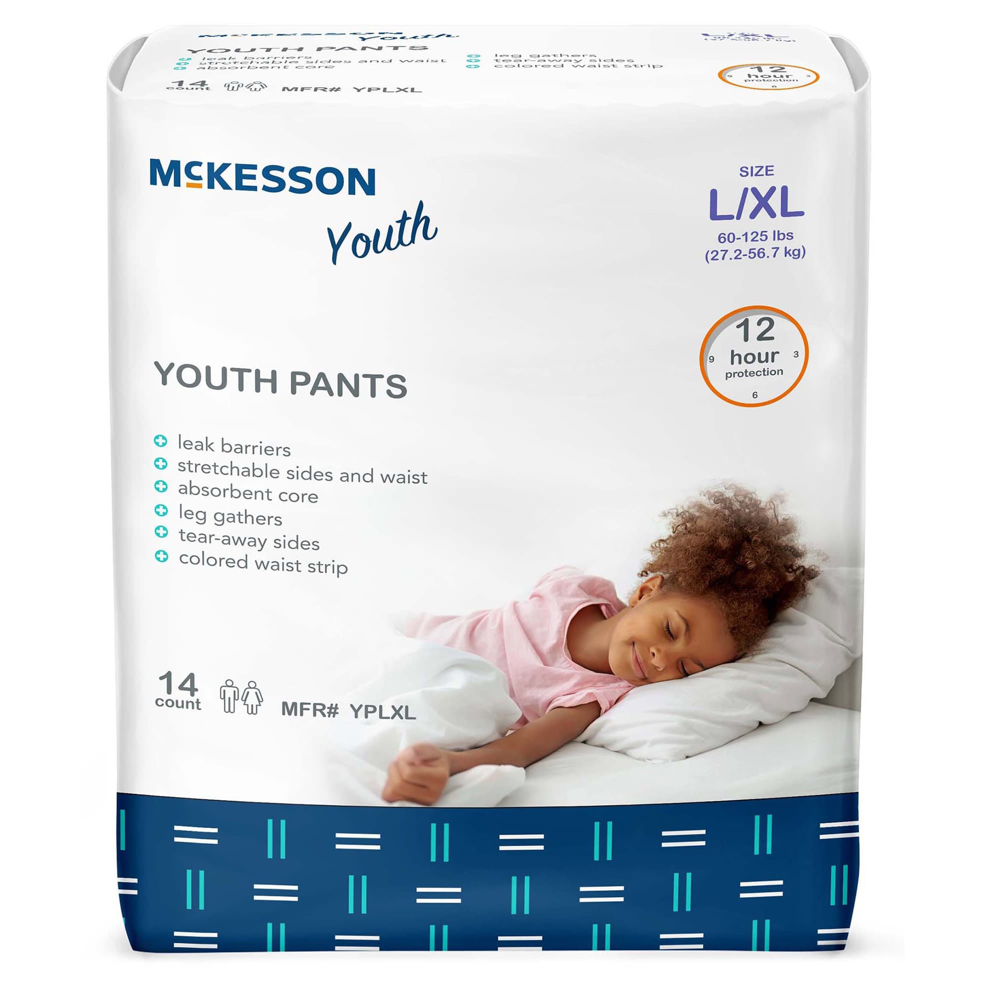 McKesson Unisex Youth Pants, White, Large-Extra Large - Case of 56 - Image 1