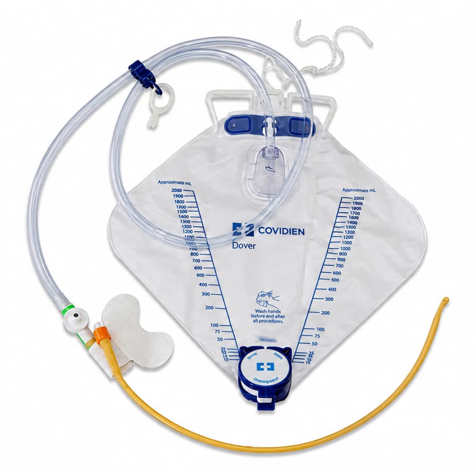 Dover Hydrogel Coated Latex Coude Tip Foley Catheter Tray - Case of 10 - Image 1
