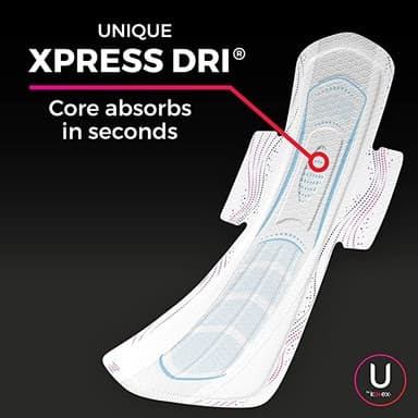 U by Kotex AllNighter Ultra Thin Pads, Overnight Absorbency - Package of 12 - Image 2