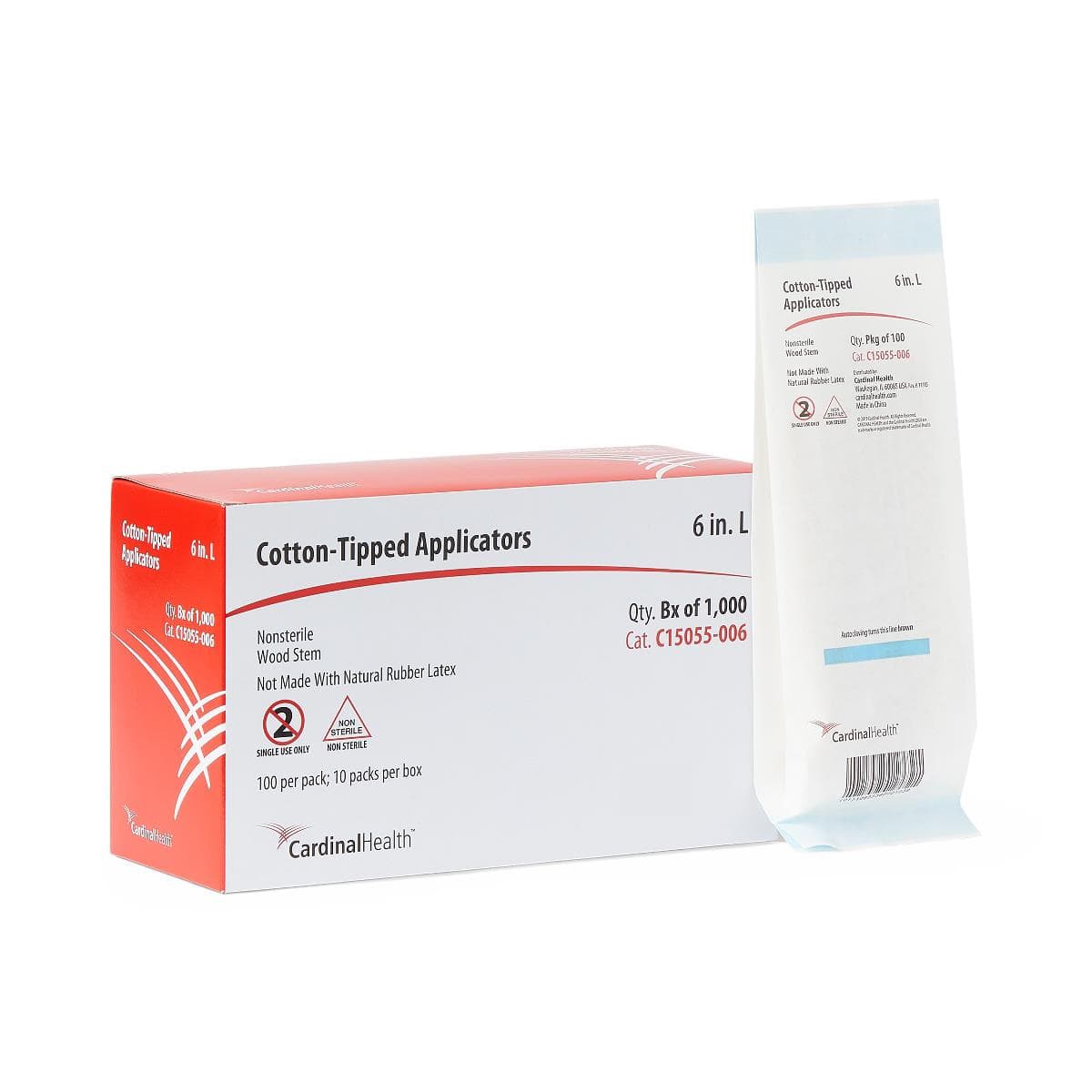 Cardinal Health Wood Shaft Cotton-Tip Applicator, Non Sterile, 6 Inch - Image 1