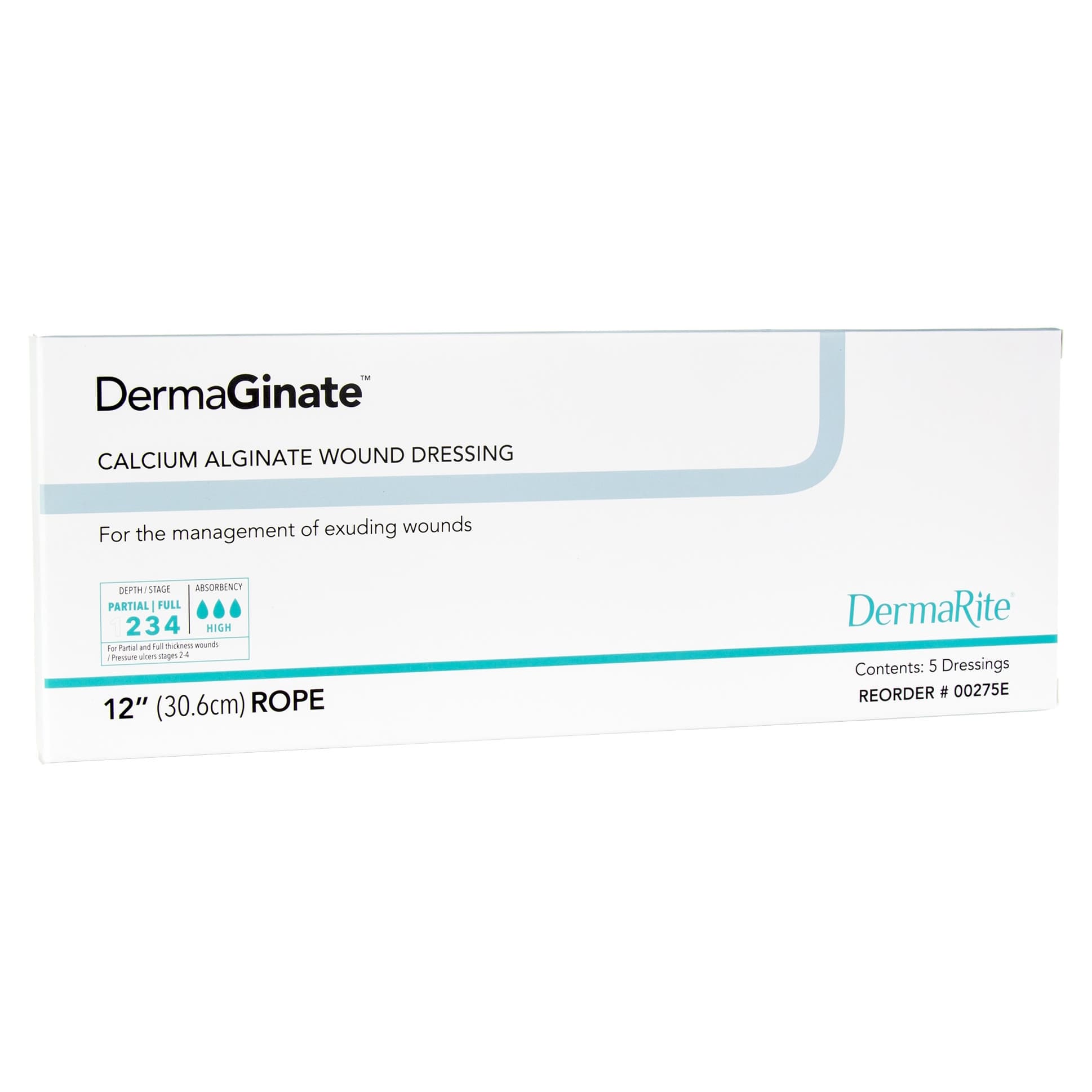 DermaGinate Calcium Alginate Wound Dressing, 1 x 12 Inch Rope - Box of 5 - Image 2