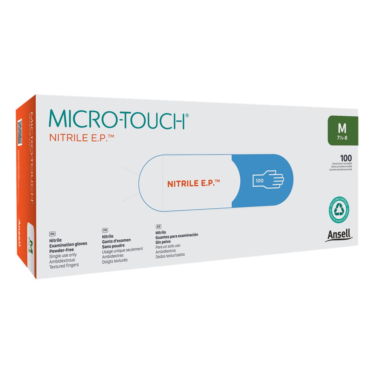 Ansell Micro-Touch Nitrile E.P. Textured Examination Gloves, Medium - Case of 1000 - Image 1