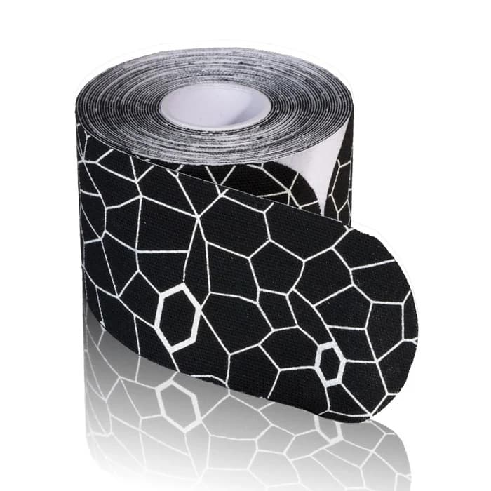 TheraBand Kinesiology Tape 2" x 10", 20 Precut Strips, Black-White Print - Image 1