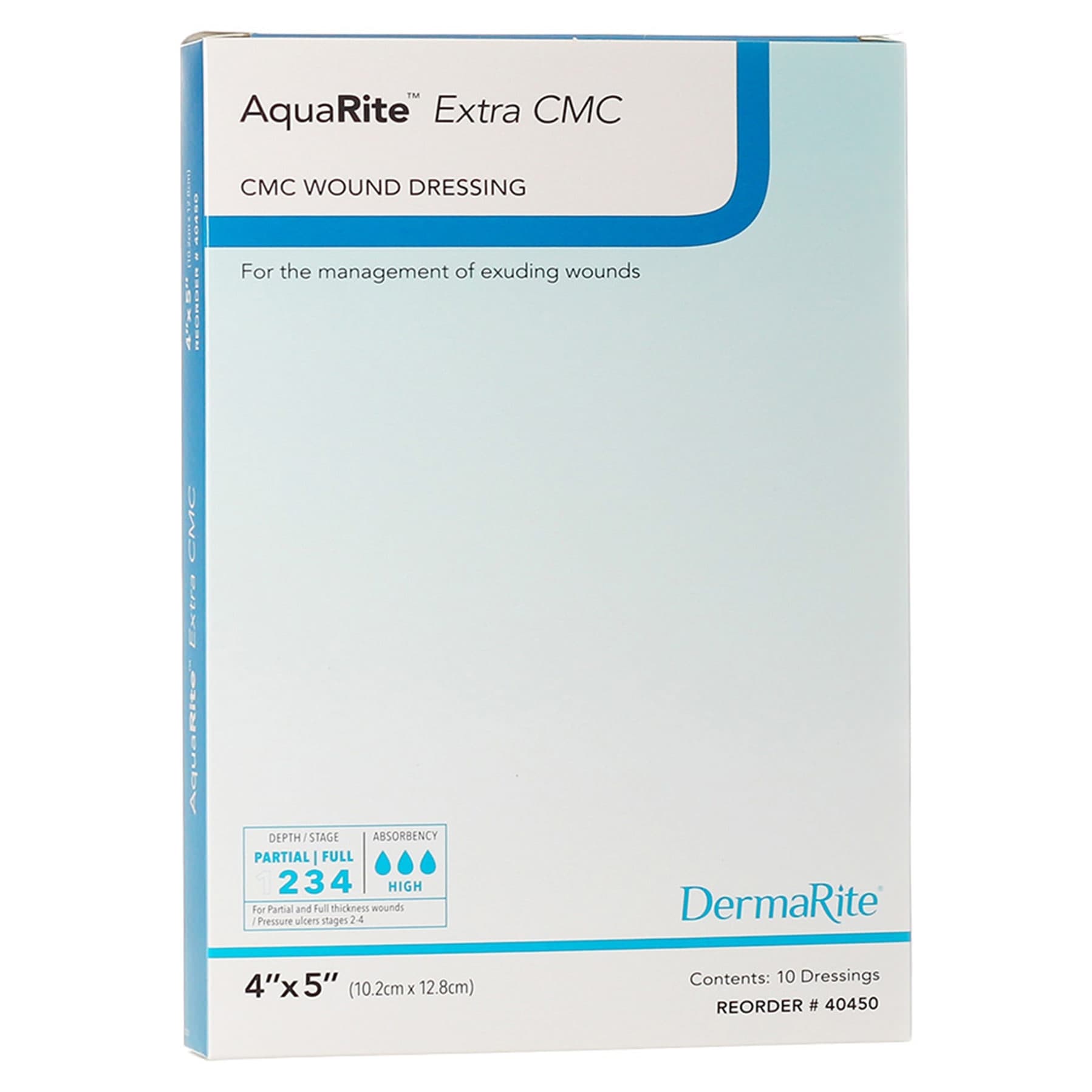 AquaRite Extra CMC Cellulose Dressing, 4 x 5 Inch - Box of 10 - Image 1