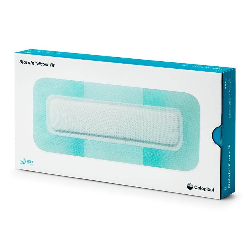 Coloplast Biatain Bordered Silicone Fit Foam Dressing, 4 x 10 Inch - Box of 5 - Image 1