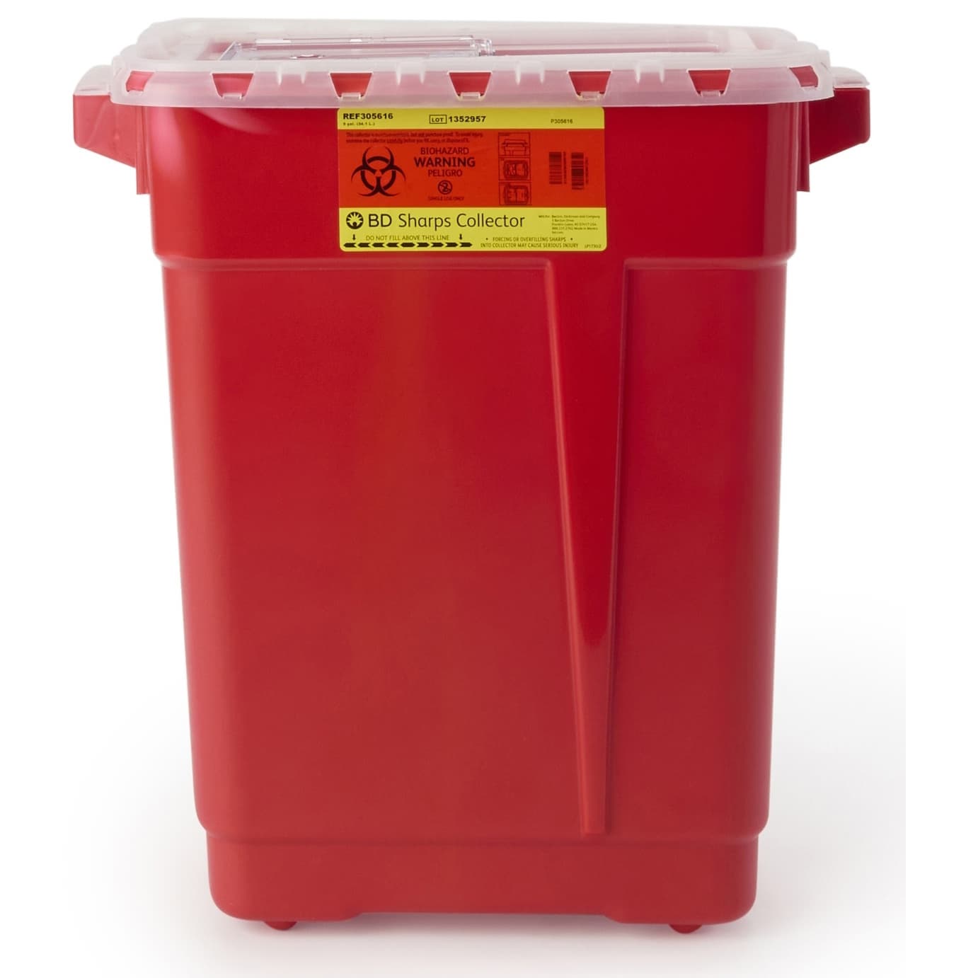 BD Large Sharps Container, 9 Gallon, Sliding Lid - Case of 8 - Image 1