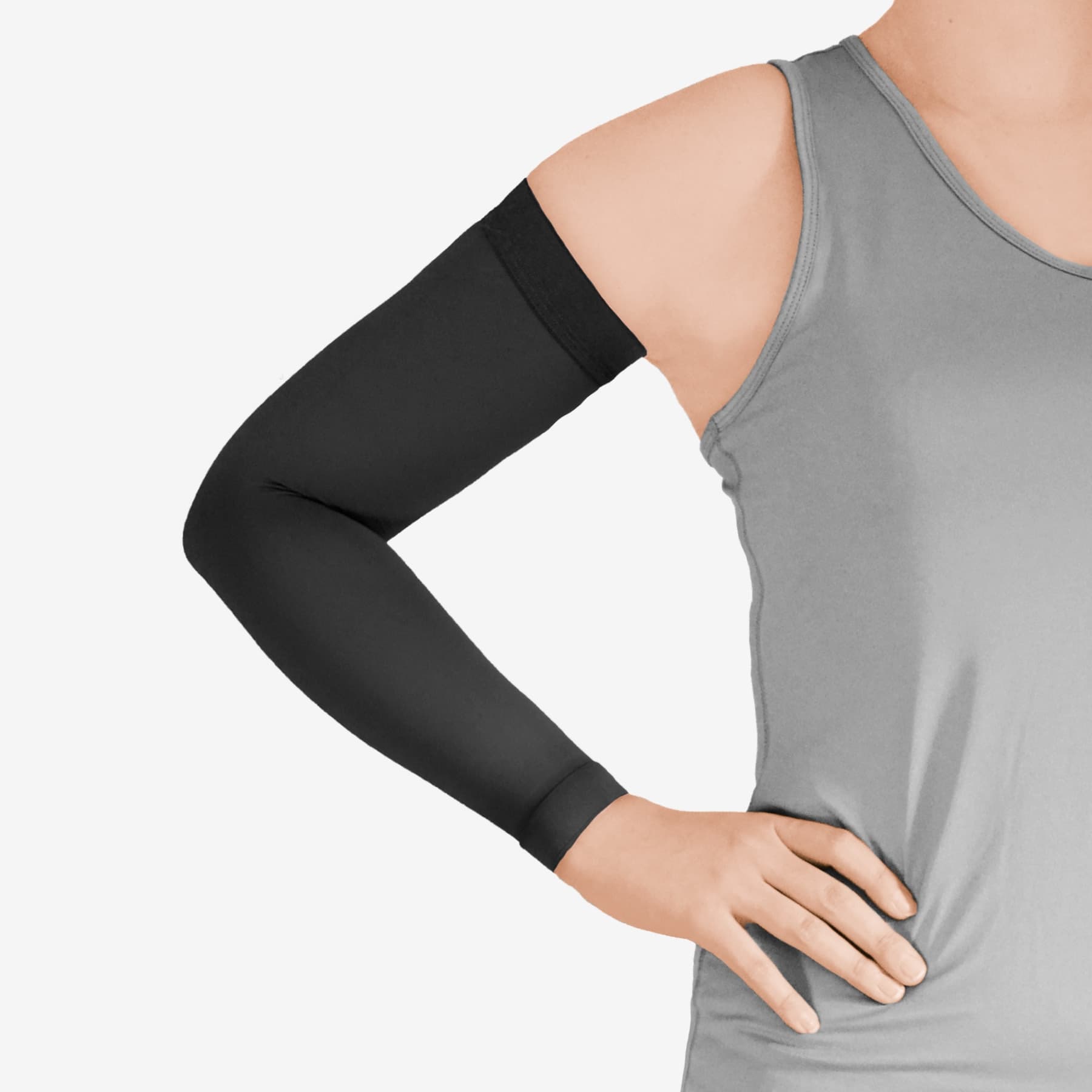 L&R ExoSoft Upper Extremity Arm Sleeve, Silicone top, Tall, Large, Black - Image 1