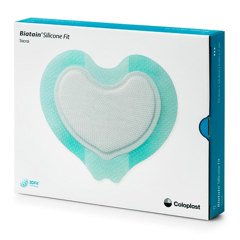 Coloplast Biatain Bordered Silicone Fit Foam Dressing, Small, 6 x 7.5 Inch - Box of 5 - Image 1