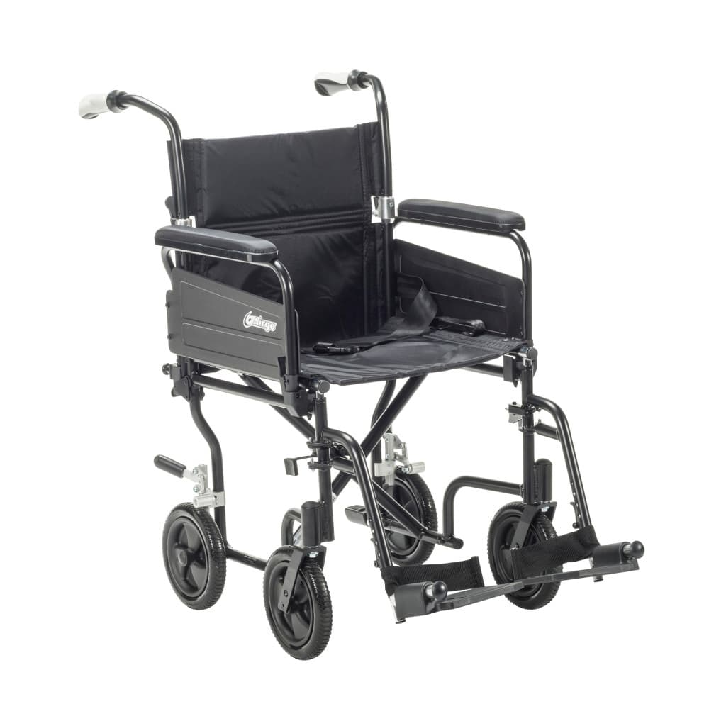 Drive Airgo Comfort-Plus Lightweight Transport Chair, Black, 17" - Case of 2 - Image 1