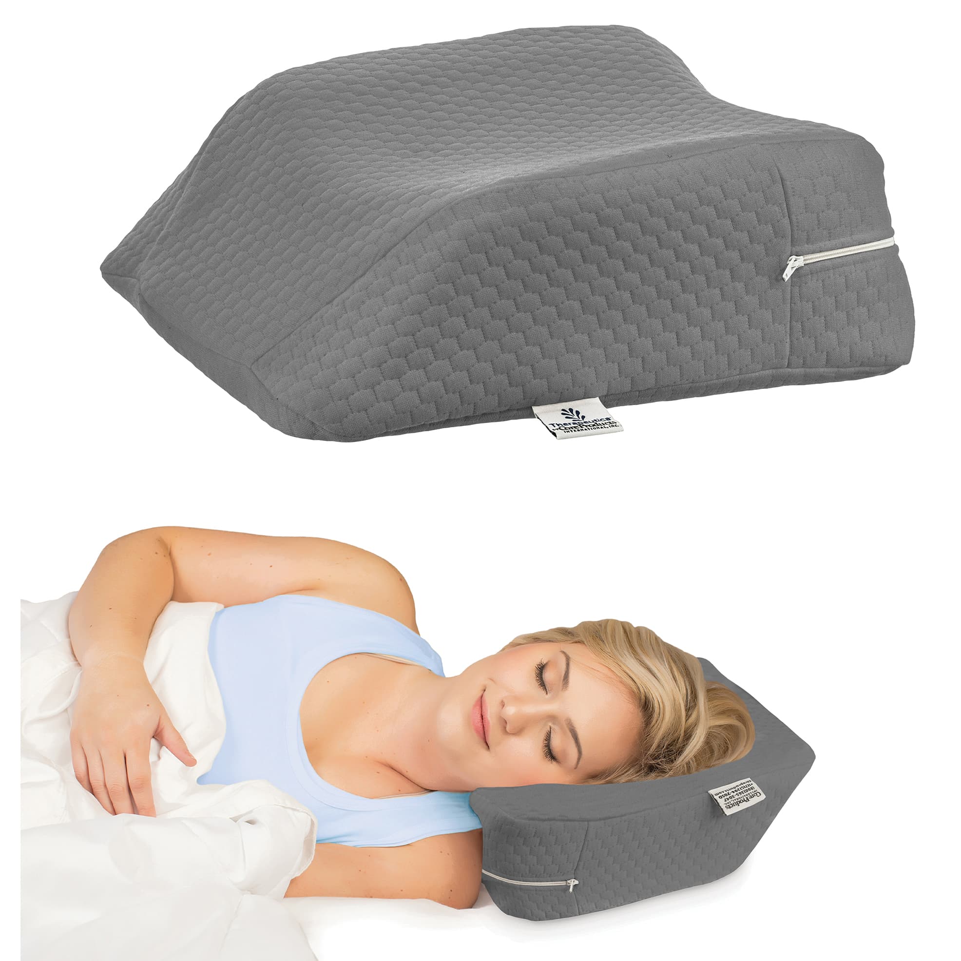 Therapeutica Travel Sleeping Pillow, Petite, Gray - Image 1