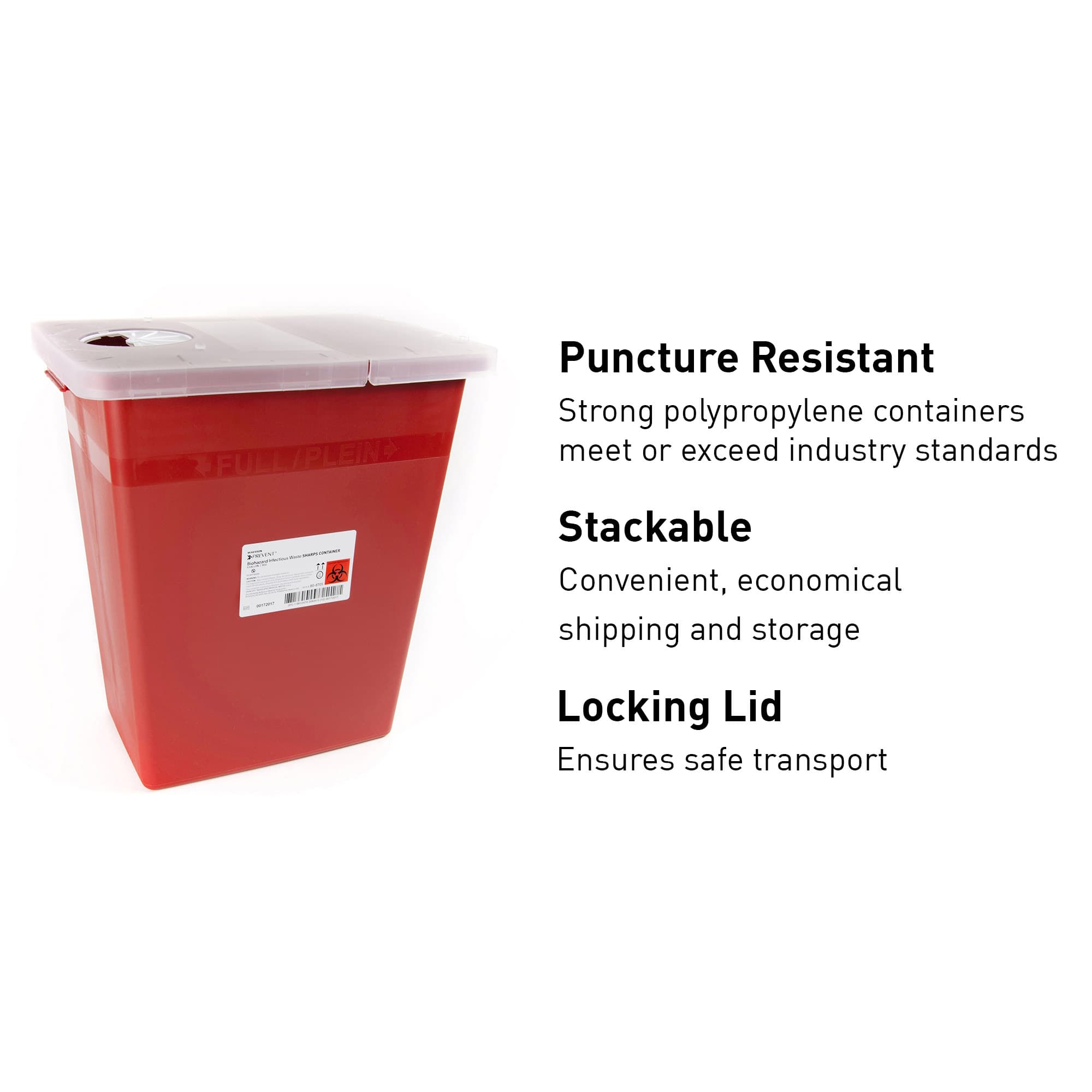 McKesson Prevent Sharps Container Red Base Locking Lid - Image 4
