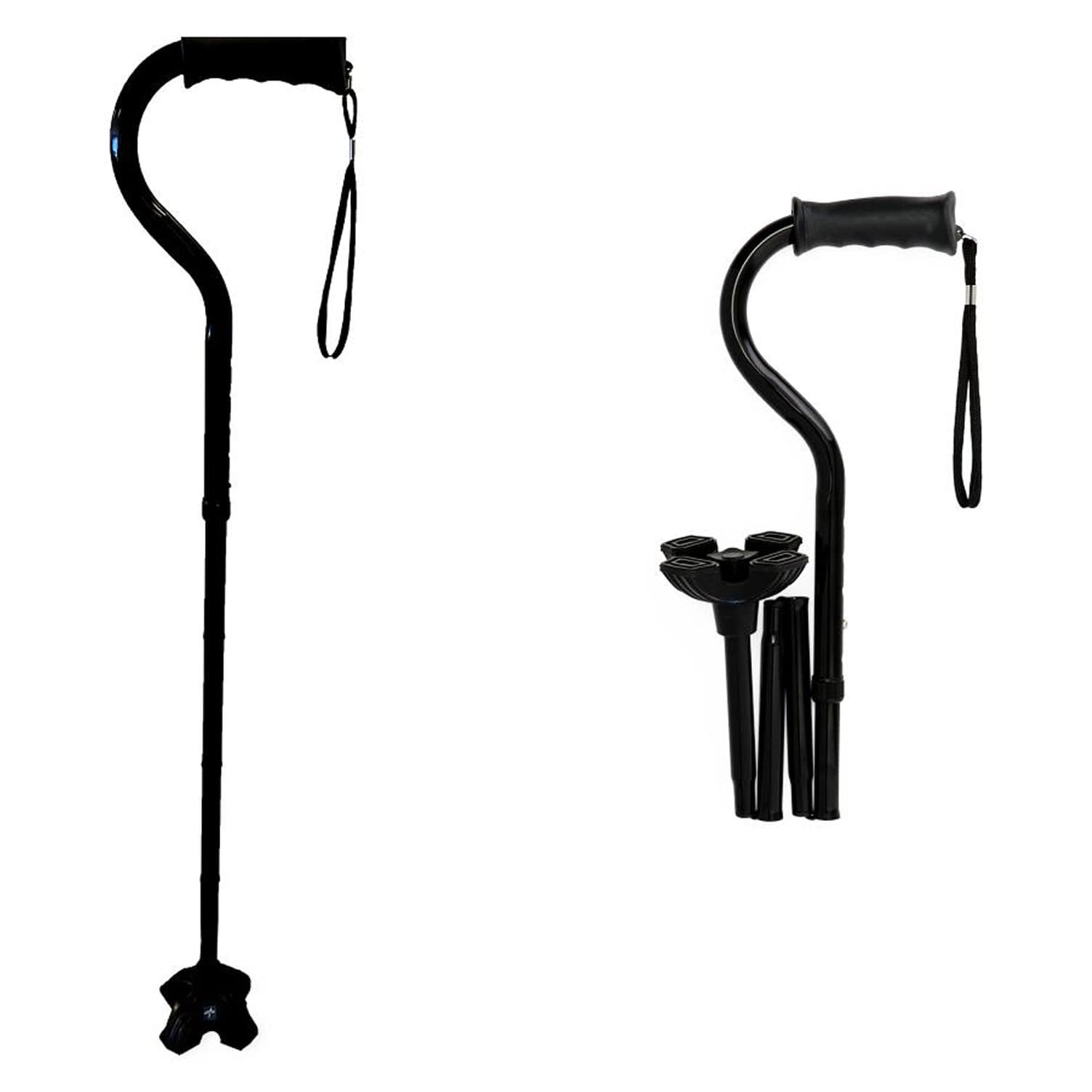 Medline 4-Point Offset Folding Hybrid Cane, Black - Each - Image 1