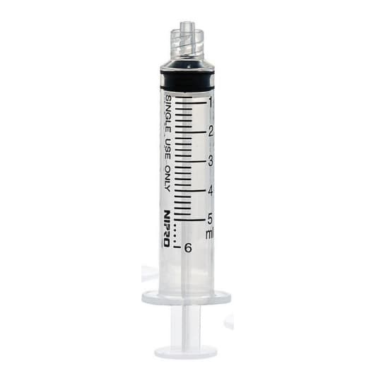 Nipro General Purpose Syringe, Luer Lock Tip, 5 mL - Case of 1000 - Image 1