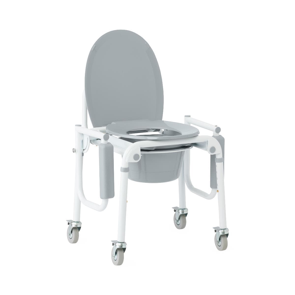 Medline Aluminum Drop-Arm Commode, 4 Locking Casters - Image 2