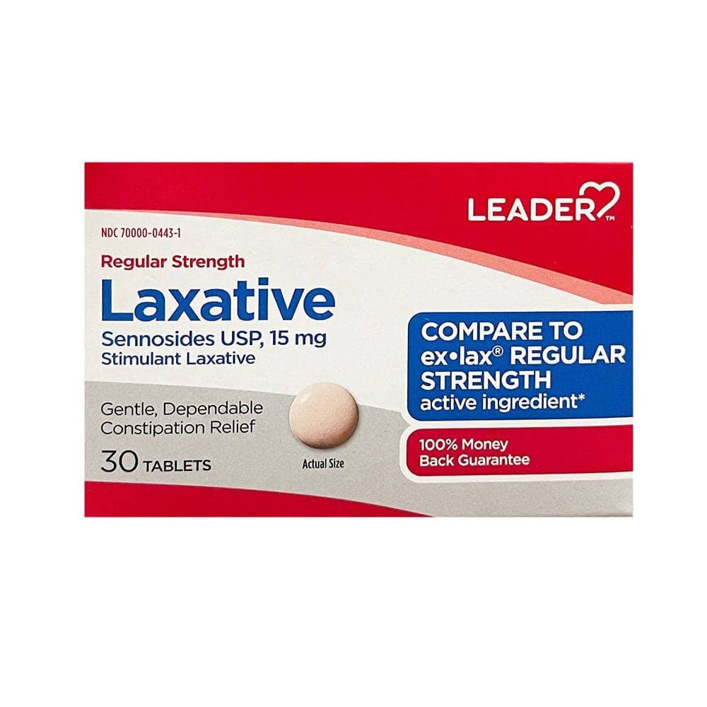 Leader Sennosides Regular Strength Laxative Tablet, 15 mg, 30 Count - Each - Image 1