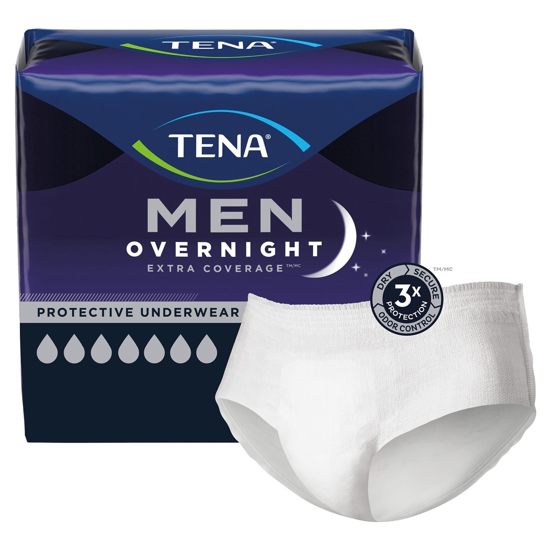 TENA Men Overnight Disposable Underwear, Heavy Absorbency - Image 3