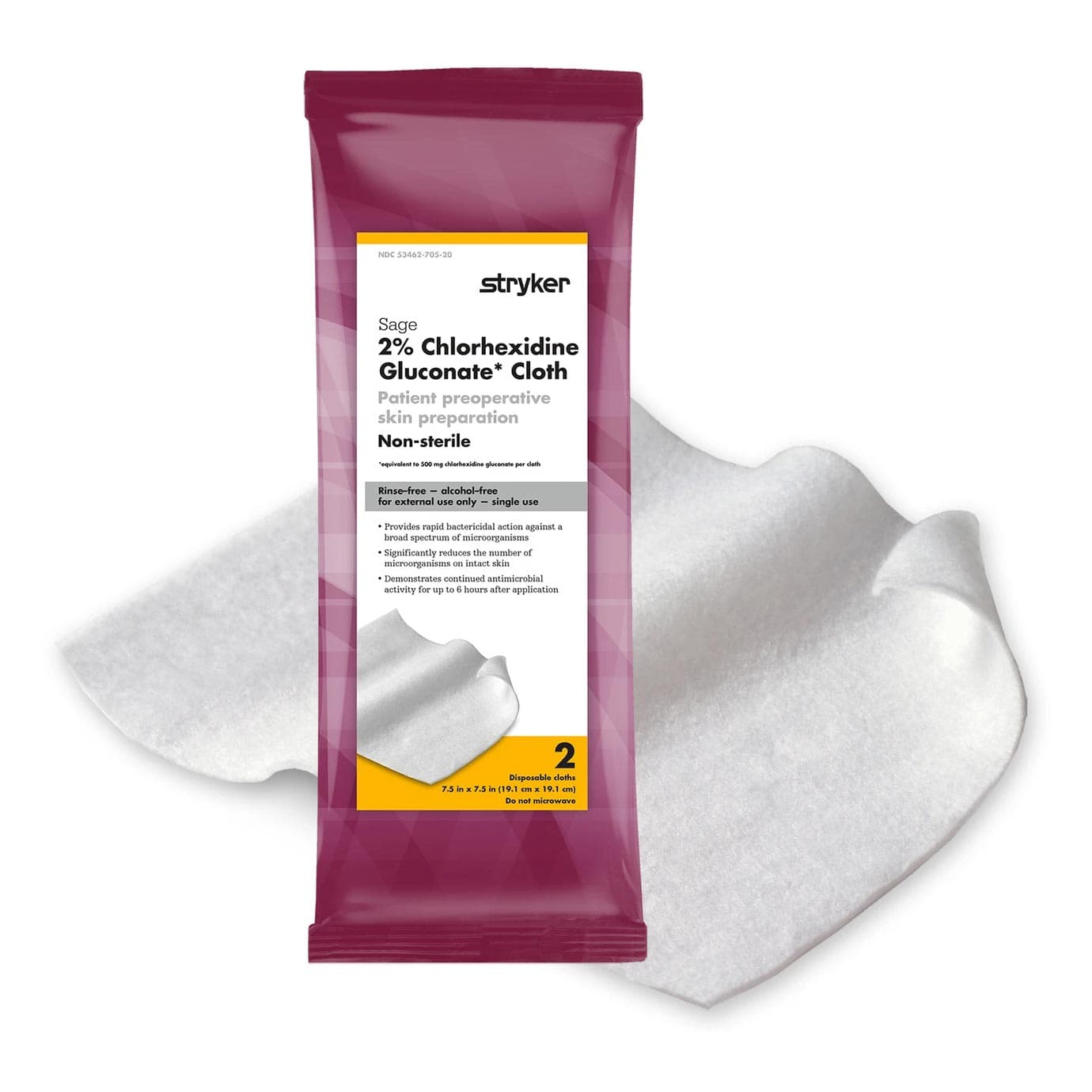 Sage 2% Chlorhexidine Gluconate Preoperative Skin Prep Wipe - Pack of 2 - Image 1