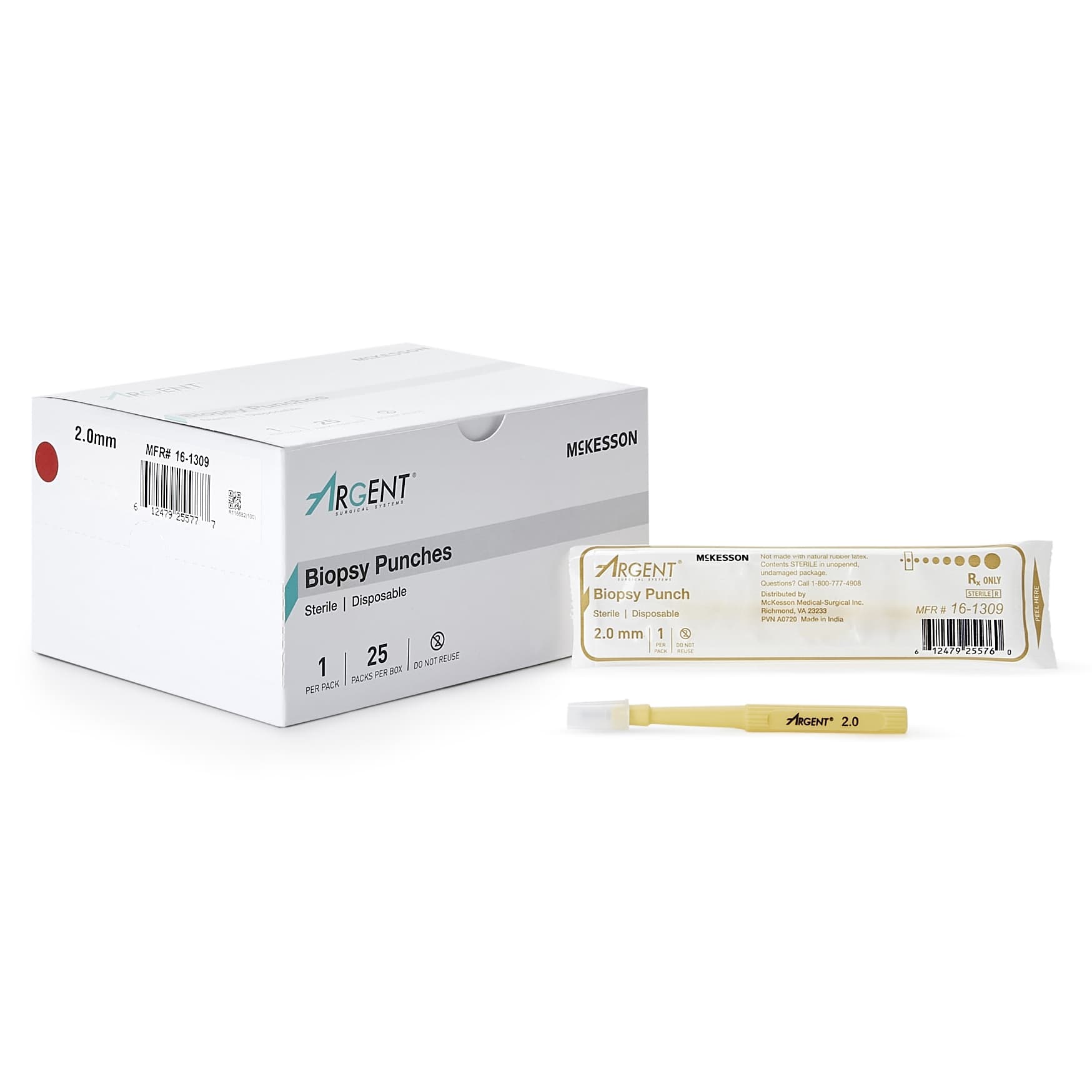 McKesson Argent Biopsy Punch, Dermal, 2 mm - Case of 100 - Image 1
