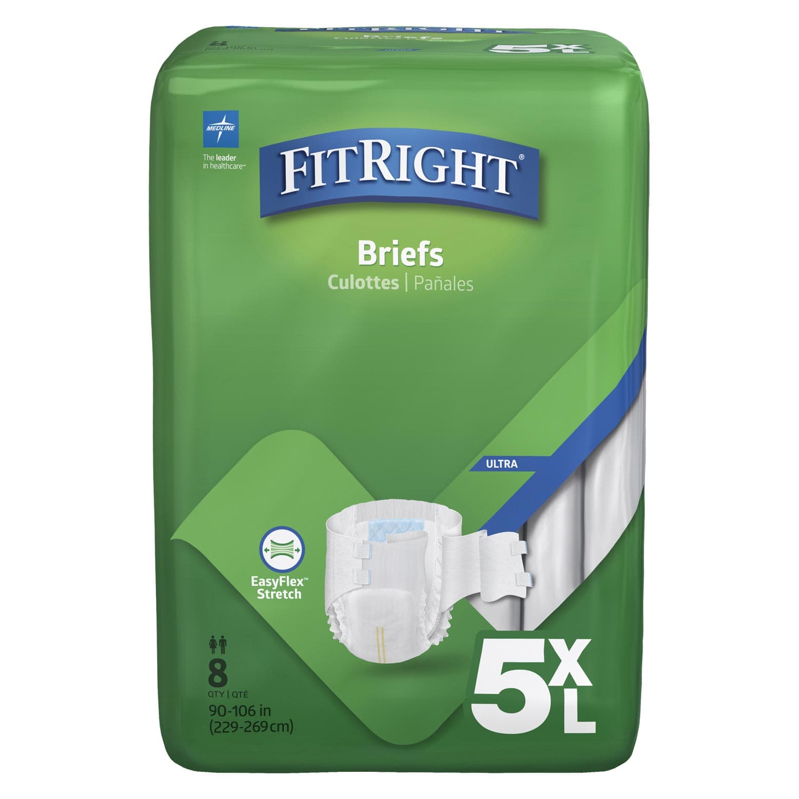 FitRight Baribrief Bariatric Adult Incontinence Briefs, 5XLarge, White - Bag of 8 - Image 1