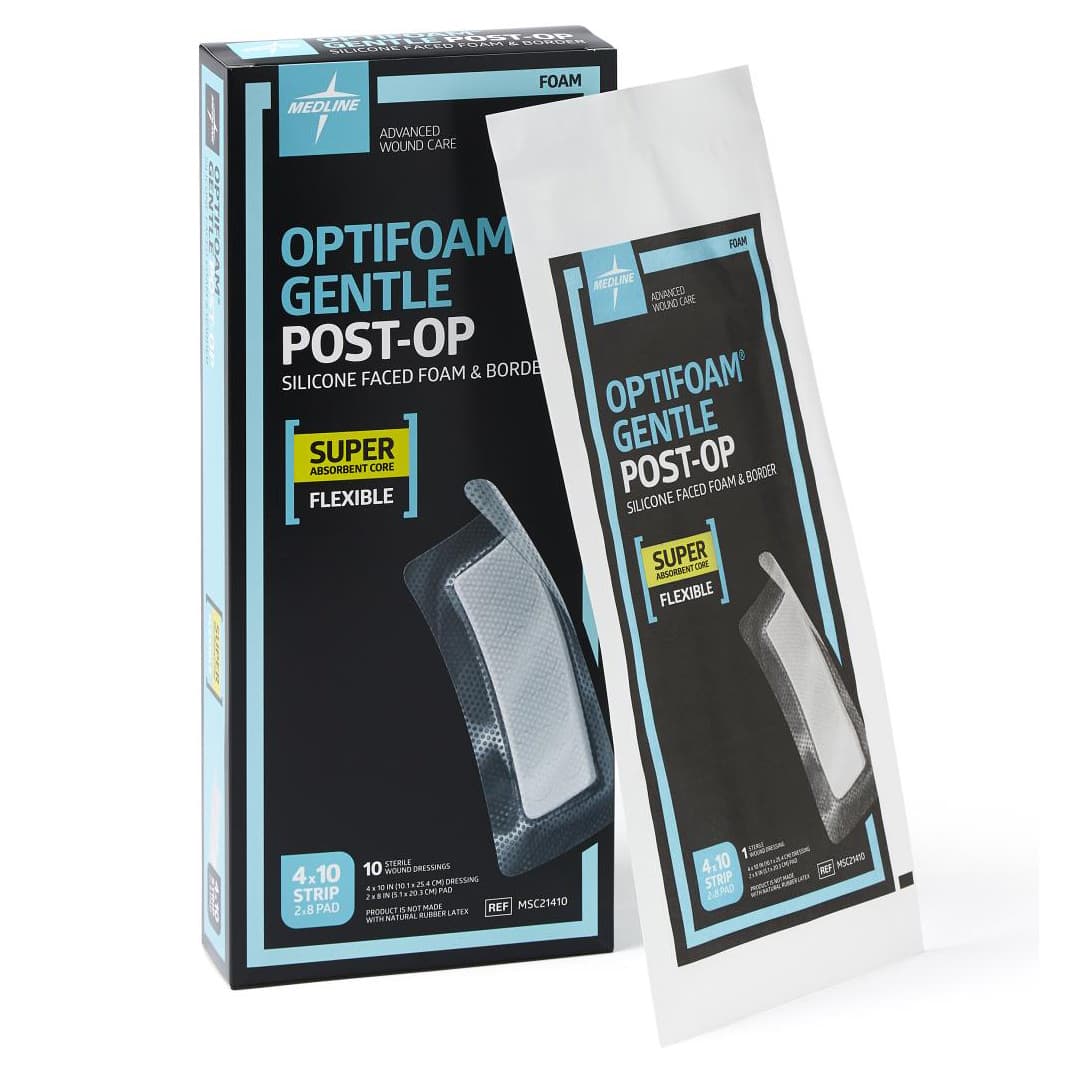 Optifoam Gentle Post-op Silicone Face Foam Dressing, Sterile, 4 x 10 Inch - Case of 100 - Image 1