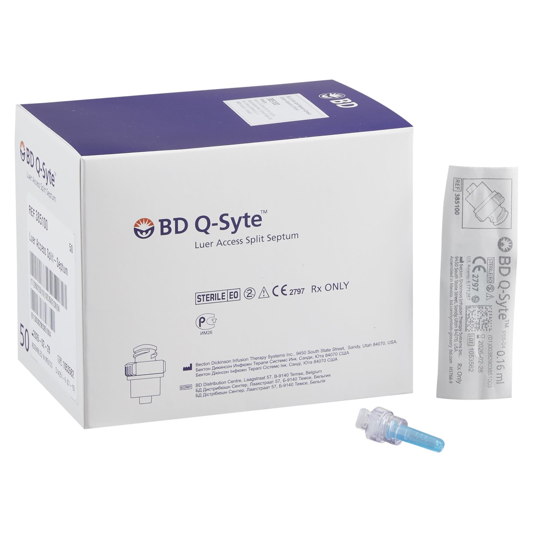 BD Q-Syte Luer Access Split-Septum Stand-Alone Device - Box of 50 - Image 1