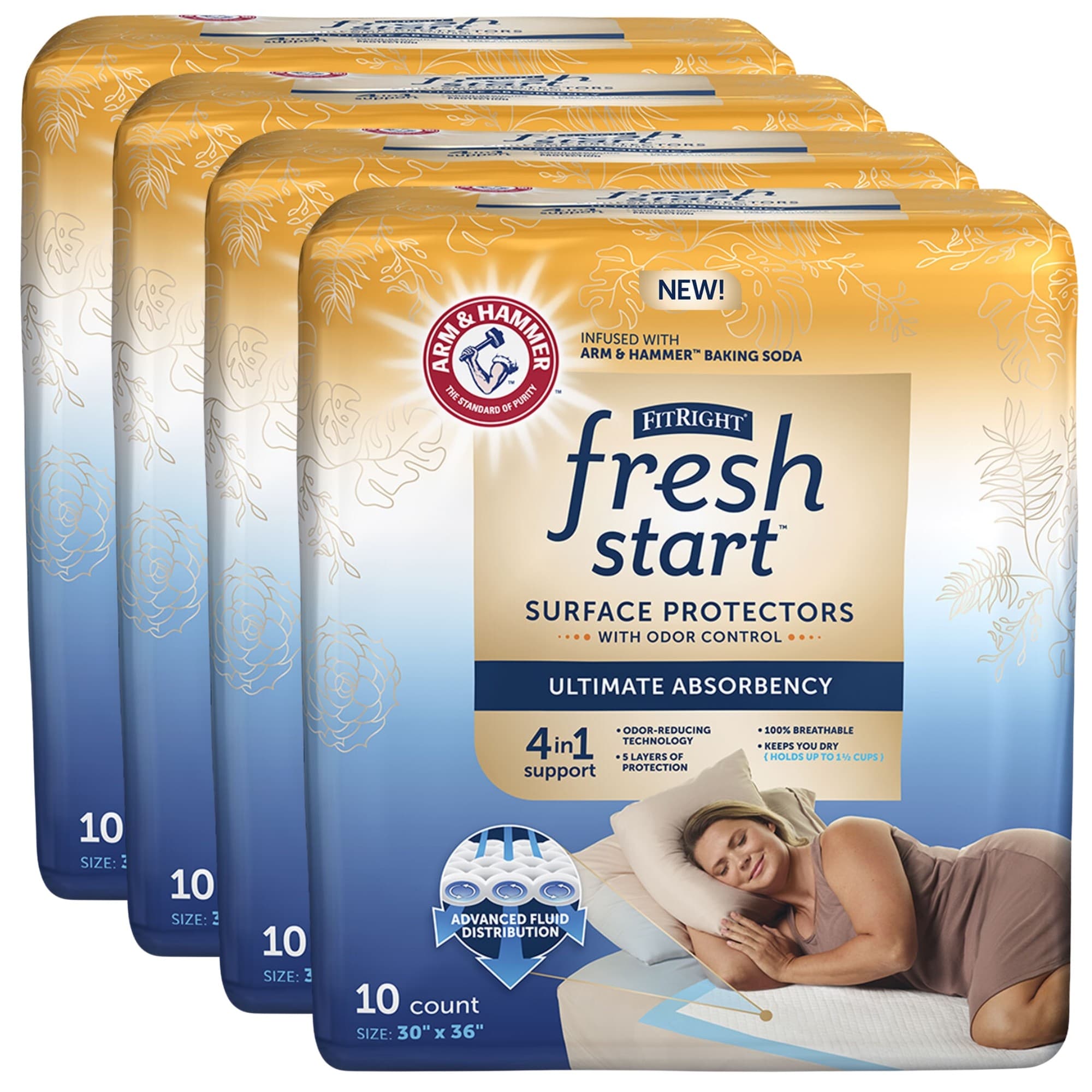FitRight Fresh Start Surface Protector Underpads, 30 x 36 Inch - Case of 40 - Image 1