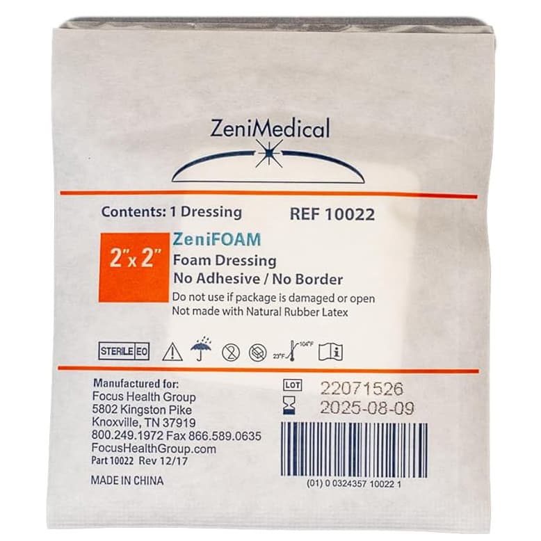 ZeniFoam Polyurethane Foam Dressing, 2 x 2 Inch - Box of 10 - Image 2