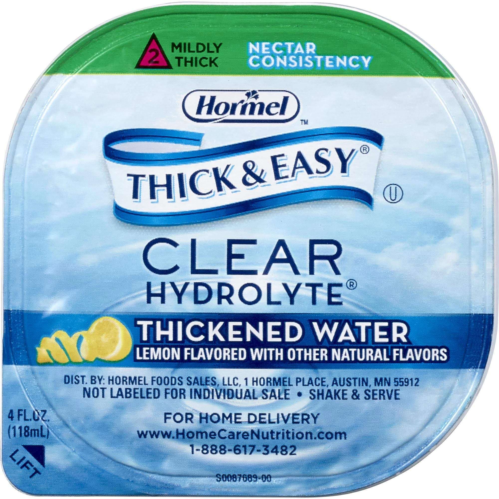 Thick and Easy Clear Hydrolyte Nectar Consistency Thickened Water, Lemon, 4 Oz - Case of 24 - Image 1