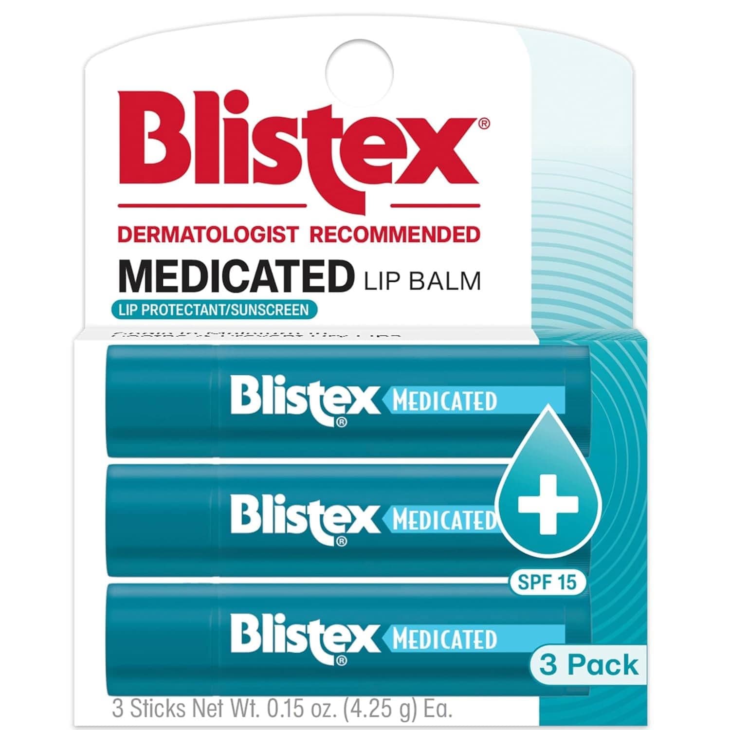 Blistex Medicated Lip Balm, SPF 15 - Pack of 3