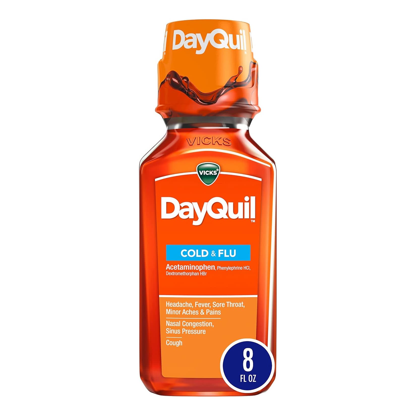 Vicks DayQuil Cold & Flu Liquid, 8 oz - Each