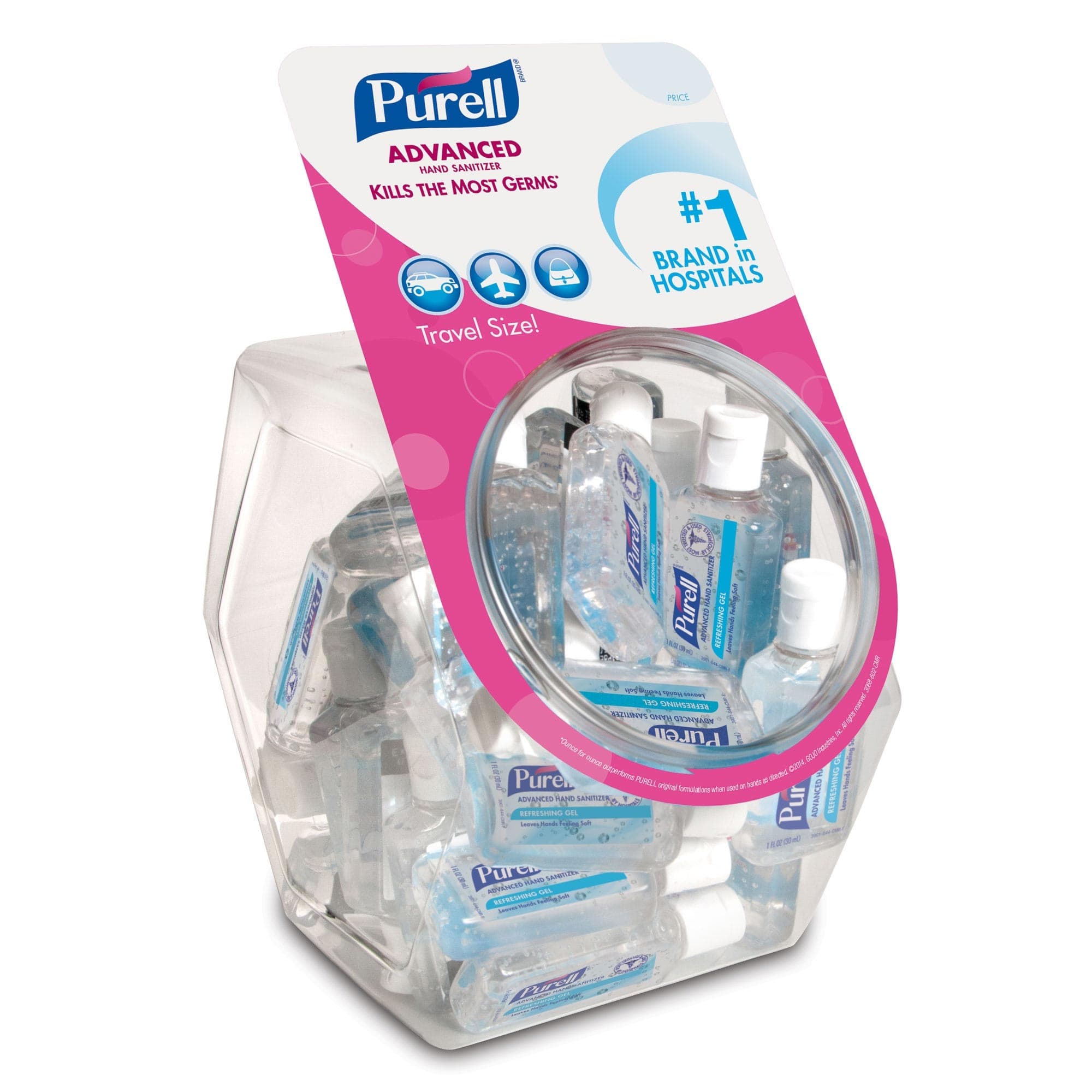 PURELL Advanced Hand Sanitizer Gel Display Bowl, Flip Bottle, 1 oz - Box of 36 - Image 1