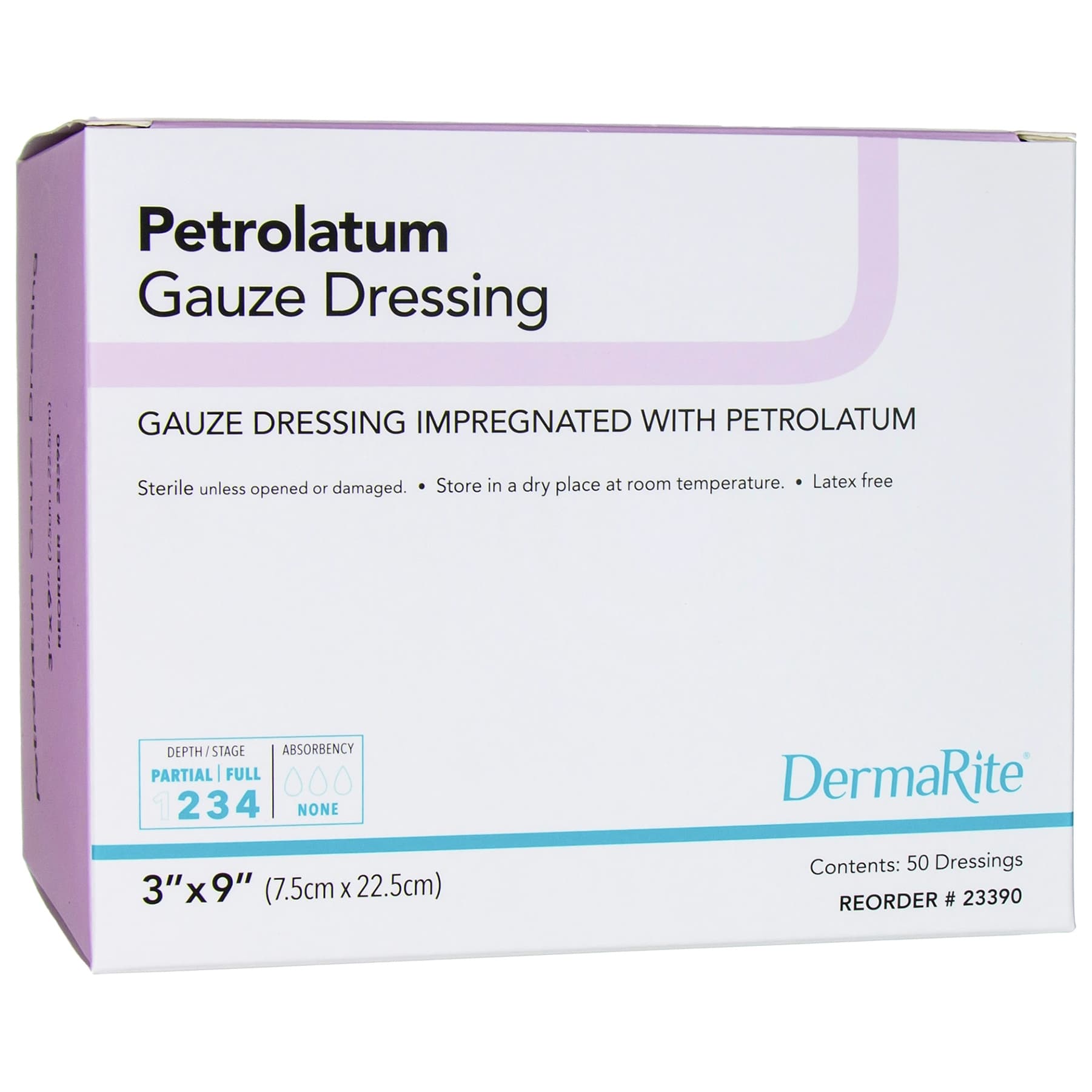 DermaRite Petrolatum Gauze Dressing, 3 x 9 Inch - Box of 50 - Image 1