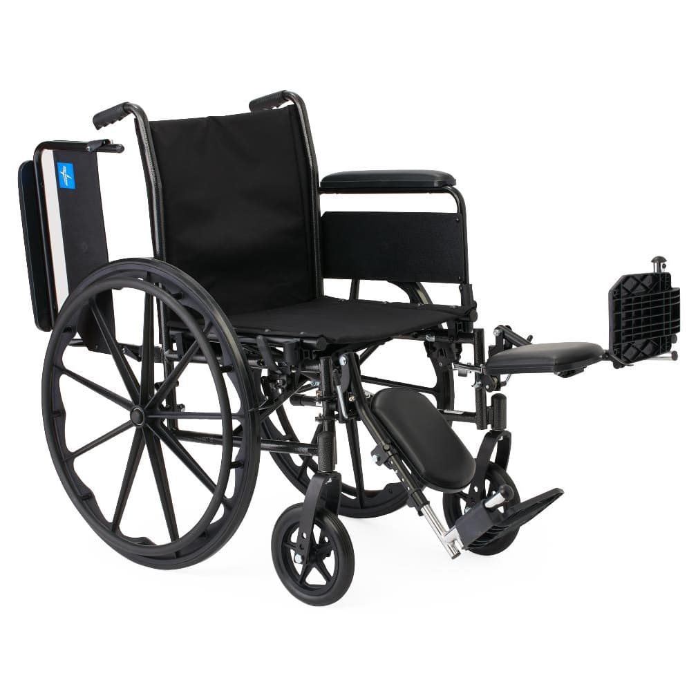 Medline Guardian K3 lightweight Wheelchair 20"W x 16"D Seat with Full-Length Arms and Elevating Leg Rests - Image 1