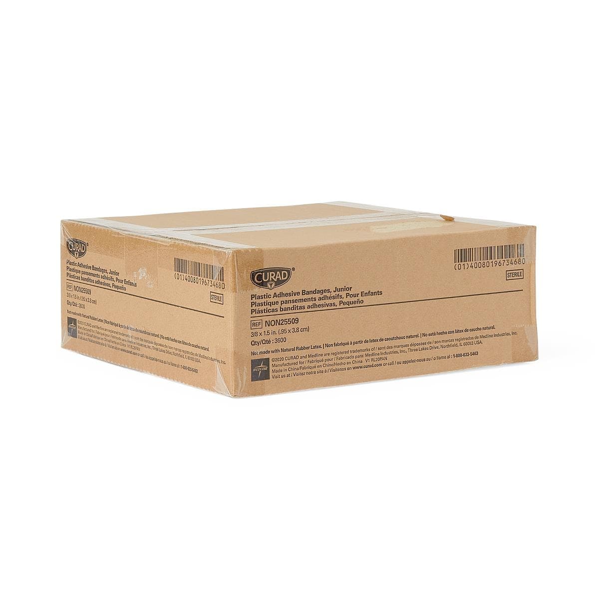 Curad Plastic Adhesive Bandages, 0.37 x 1.5 Inch - Case of 3600 - Image 1