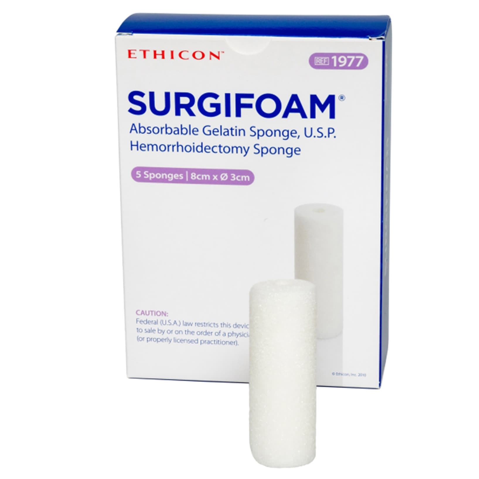 Surgifoam Absorbable Gelatin Sponge, 8 cm X 3 cm - Box of 5 - Image 1