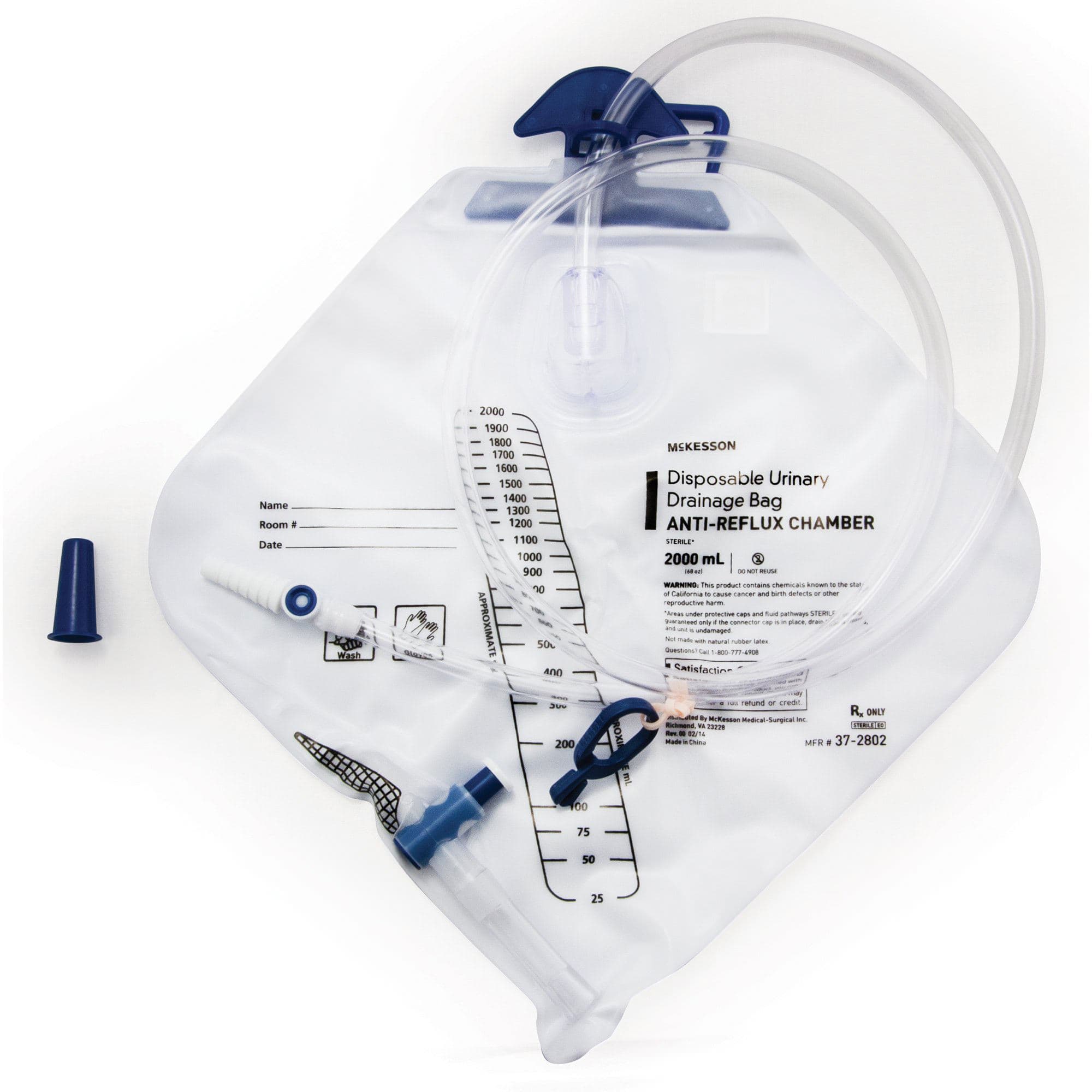 McKesson Vinyl Urinary Drain Bag, 2000 mL - Case of 20 - Image 1