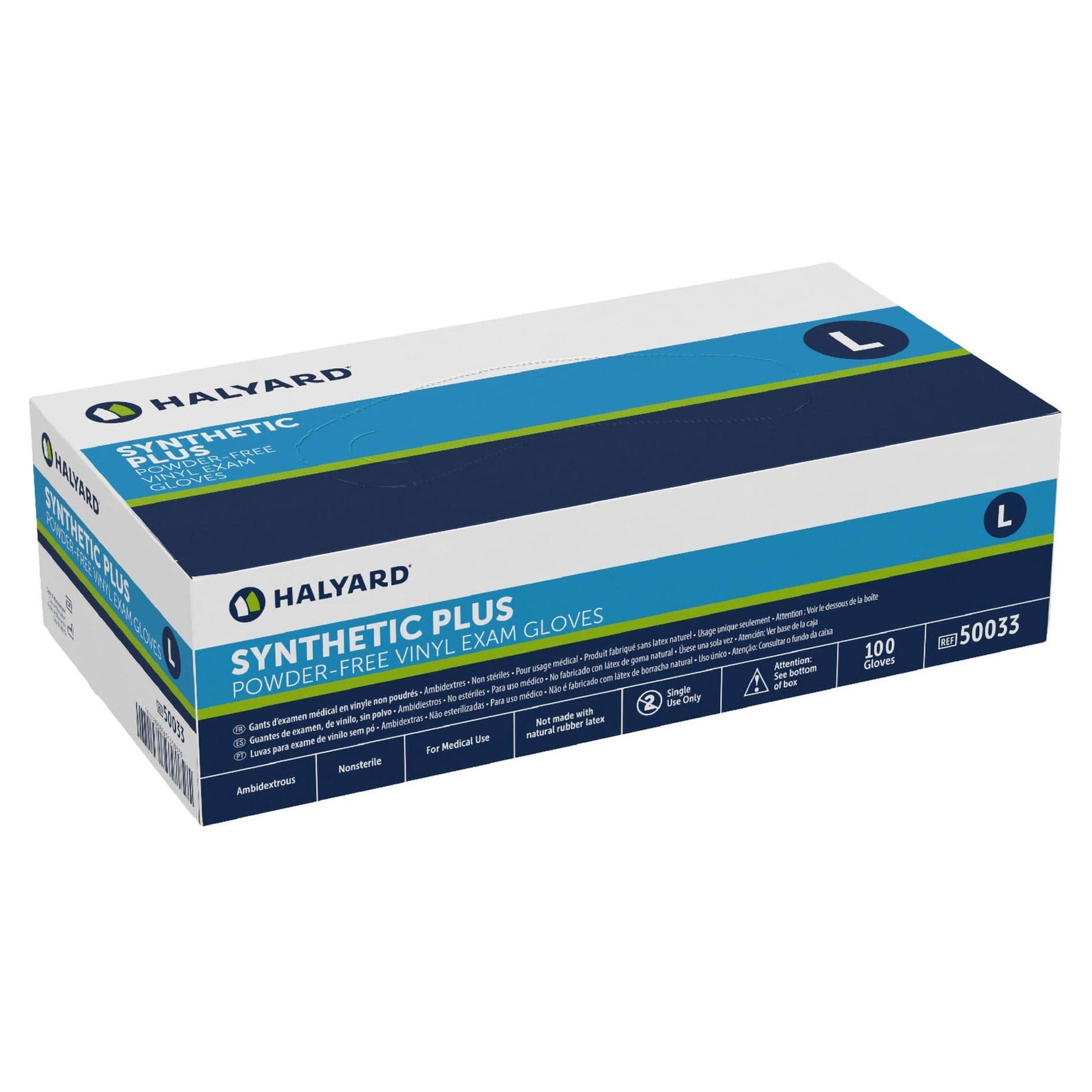 Halyard Exam Glove Neutral Beaded Cuff, White, Large - Box of 100 - Image 1