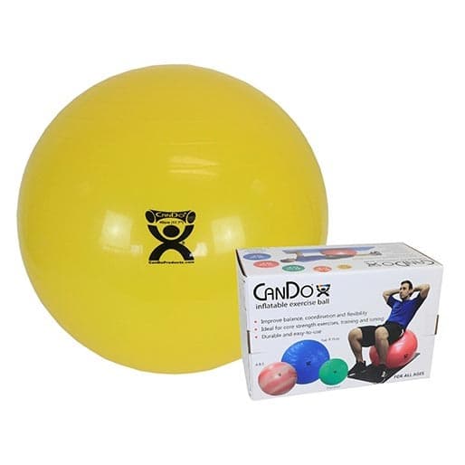 CanDo Inflatable Exercise Ball, 18 Inch, Yellow, Retail Box - Image 1