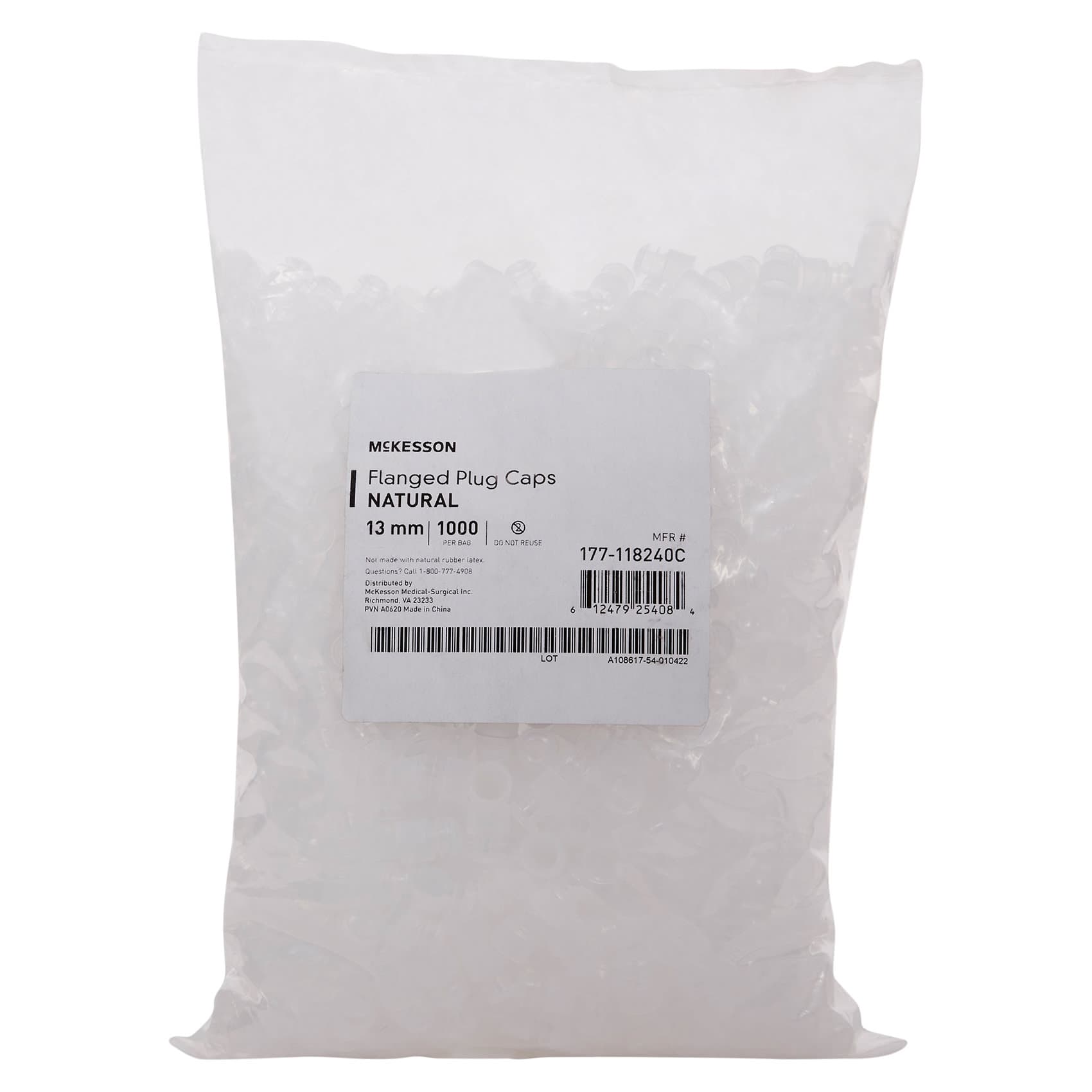 McKesson Tube Closure For Use with 13 mm Blood Drawing Tubes, Flanged Plug Cap, Natural - Case of 20000 - Image 1