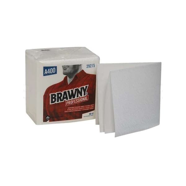Brawny Industrial Task Wipe White Poly Pack NonSterile Reusable, 13 x 13 Inch - Case of 16 - Image 1