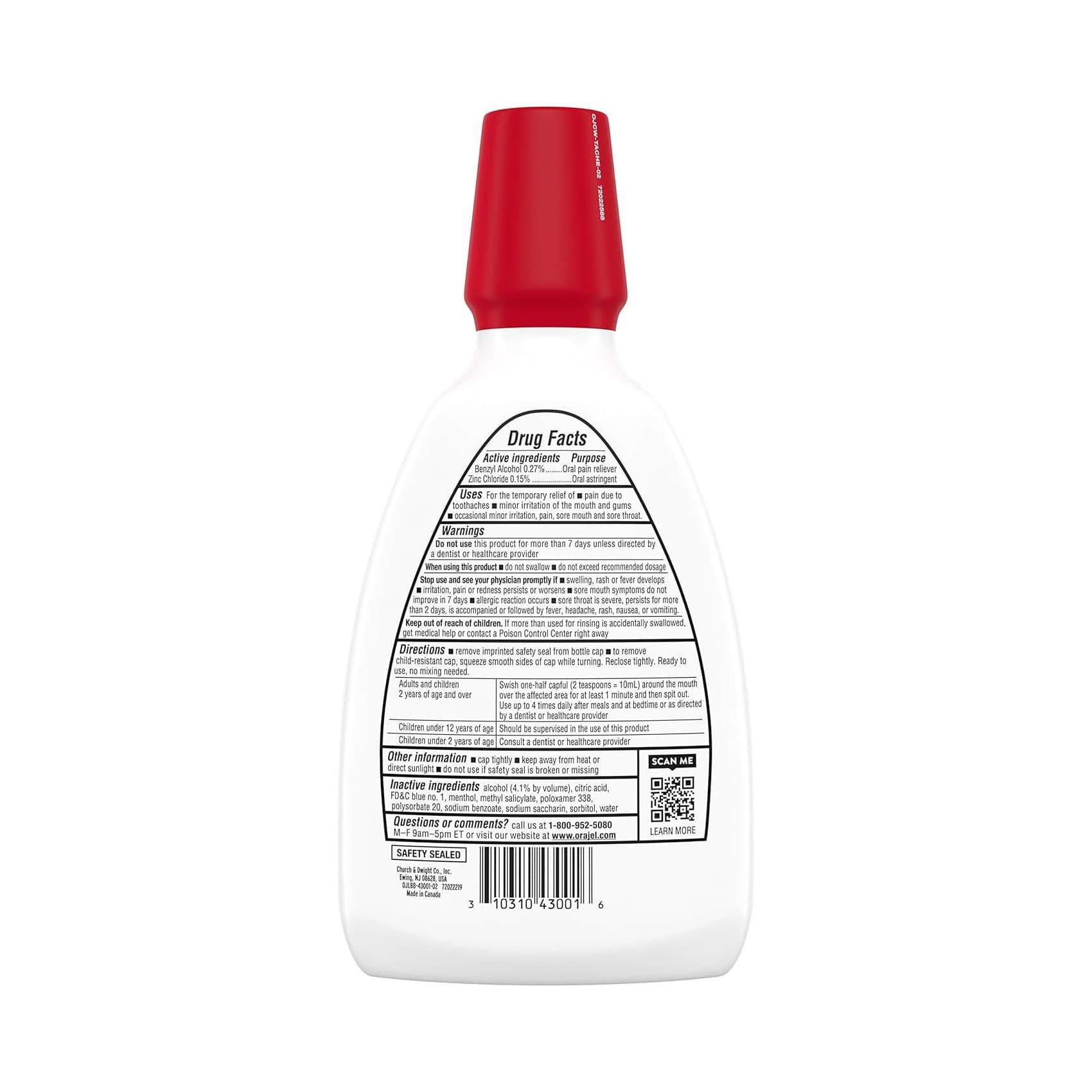 Orajel Toothache Rinse, Medicated, 16 oz - Each - Image 2